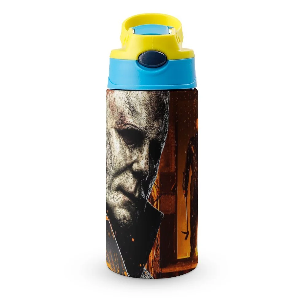 Michael Myers Kills Kid's Insulated Water Bottle With Straw Vacuum Stainless Steel Cup Leak-Proof Children Toddler Thermoses