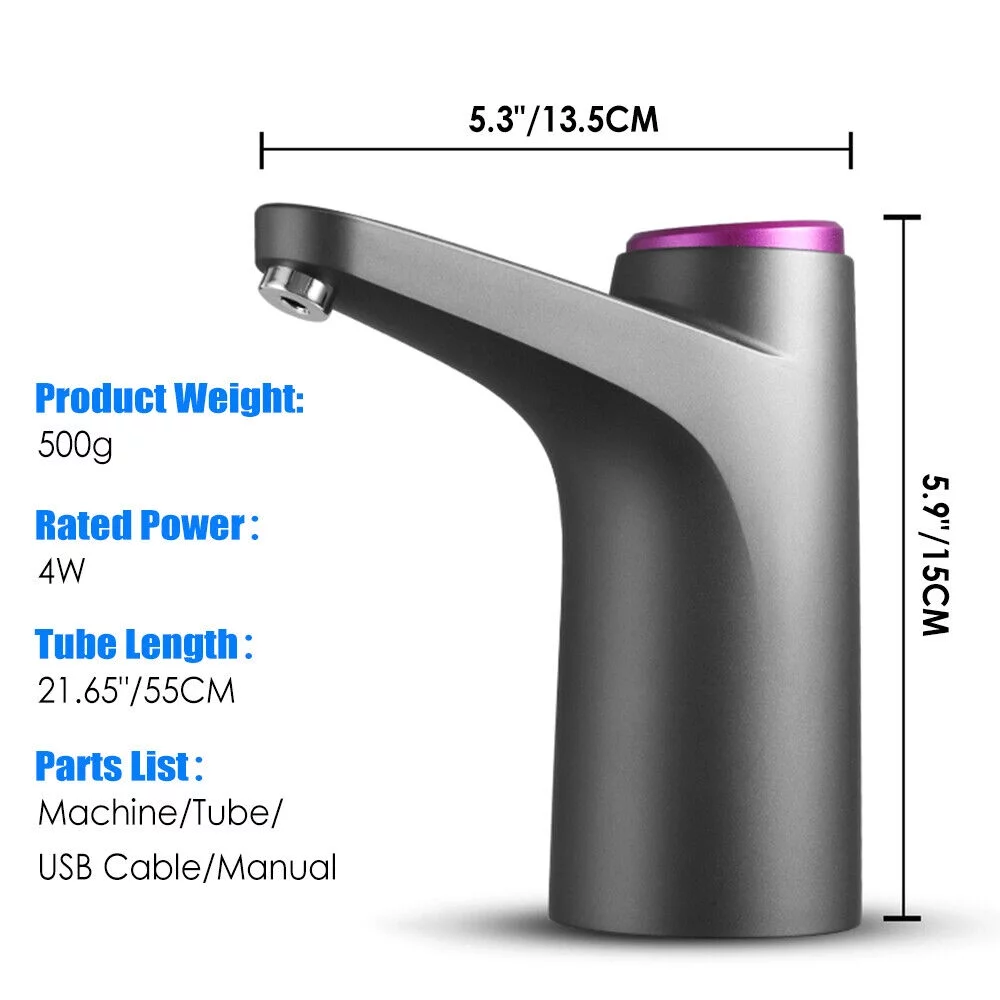 Water Bottle Switch Pump Electric Automatic Universal Jug Dispenser 5 Gallon USB