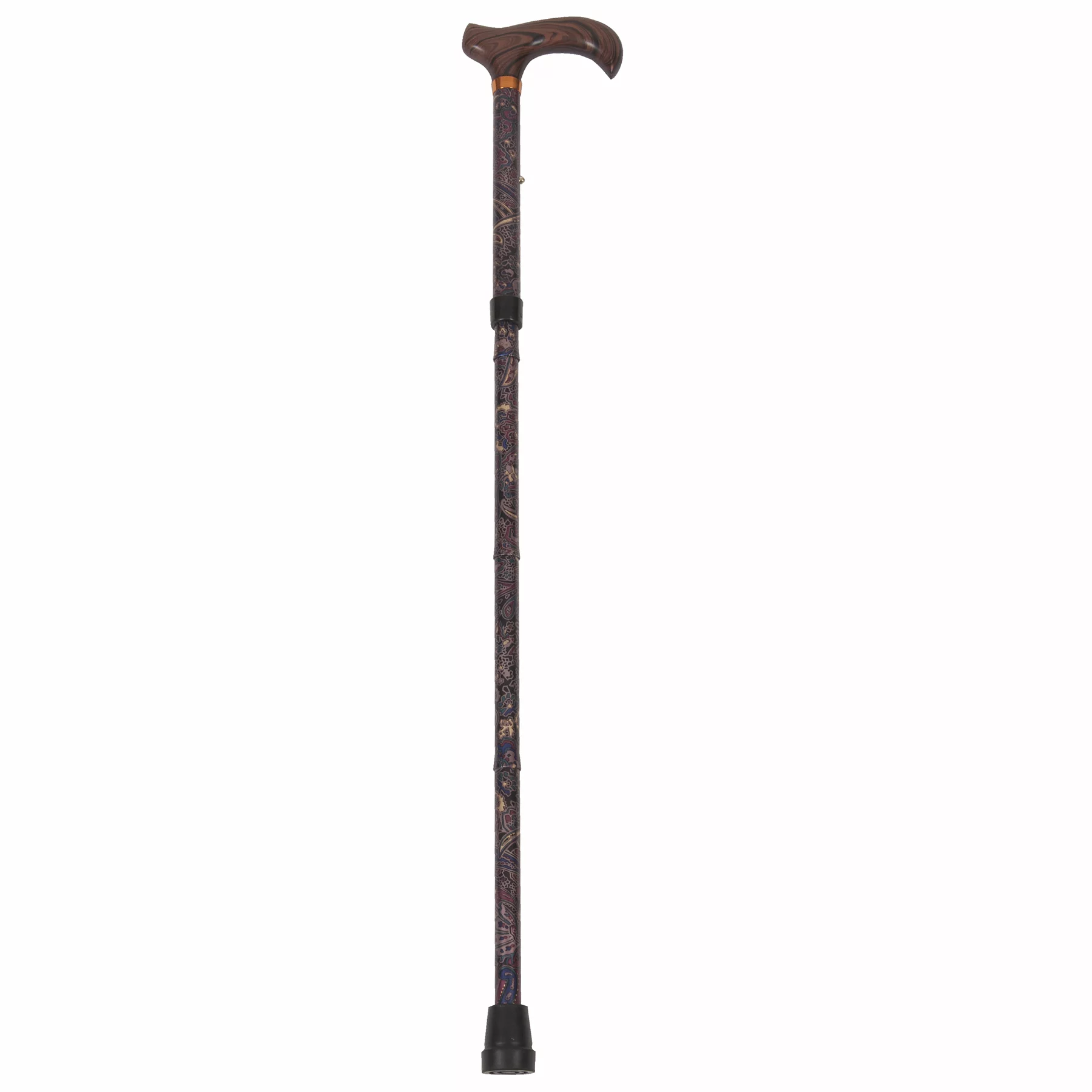 PCP Adjustable Folding Cane with Derby Handle, Paisley Pattern,