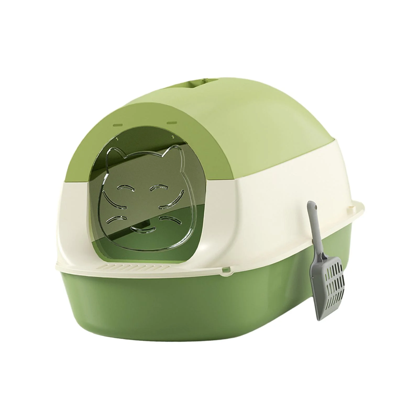 Toysmith Hooded Cat Enclosed Cat with Door Sandbox Pet Accessories Anti Splashing with Enclosed Cat Toilet green