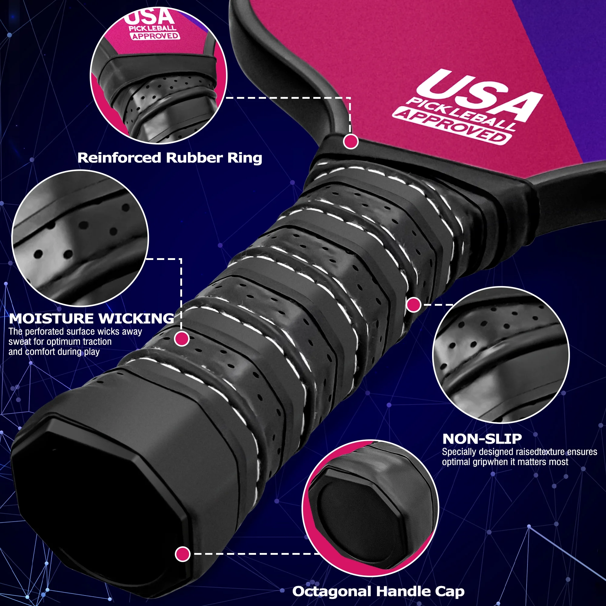 NFTIGB Pickleball Paddles, USAPA Approved Fiberglass Pickleball Set of 2, Lightweight Pickleball Rackets Set with 4 Balls