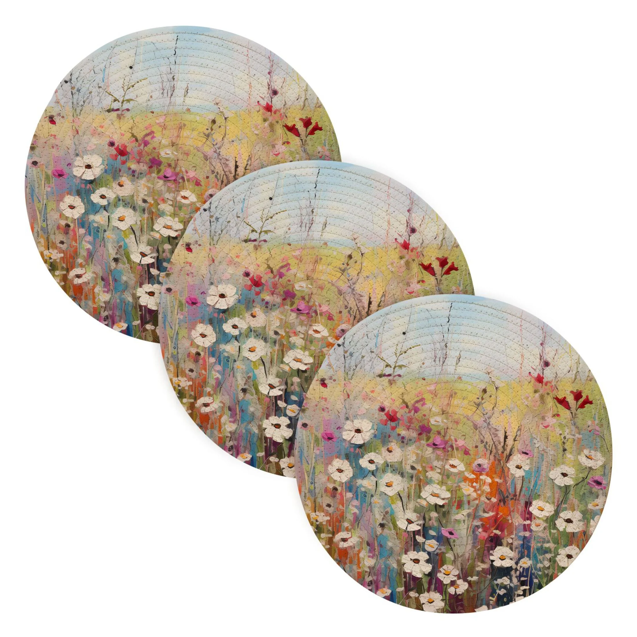 Floral Flieds 3 PCs Pot Holders Trivets Kitchen 15