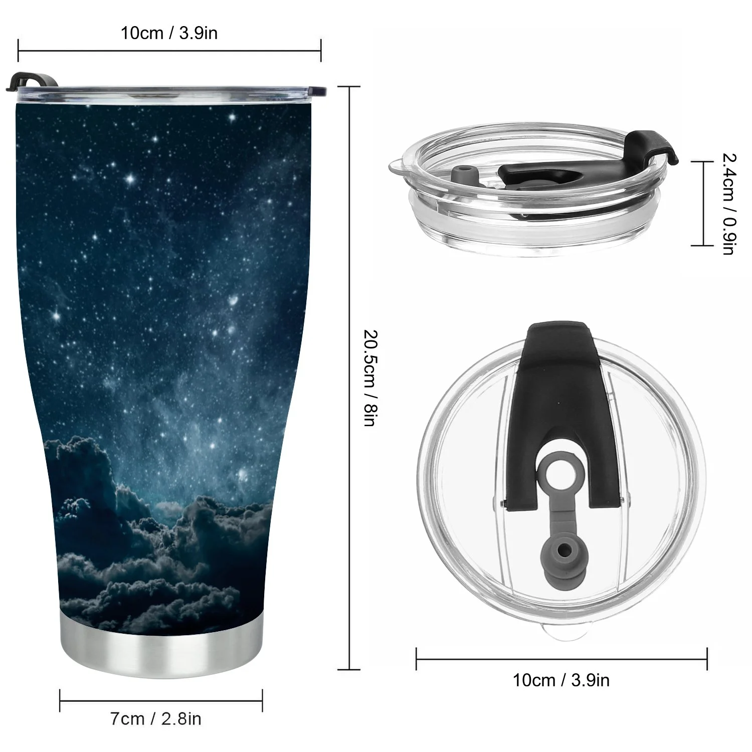 Hidove Stainless Steel Tumbler, Night Sky 30oz Leak Proof & Stainless Steel Bottle for Hot & Cold Drinks - Coffee Travel Mug, Water Metal Canteen, Thermal Cup