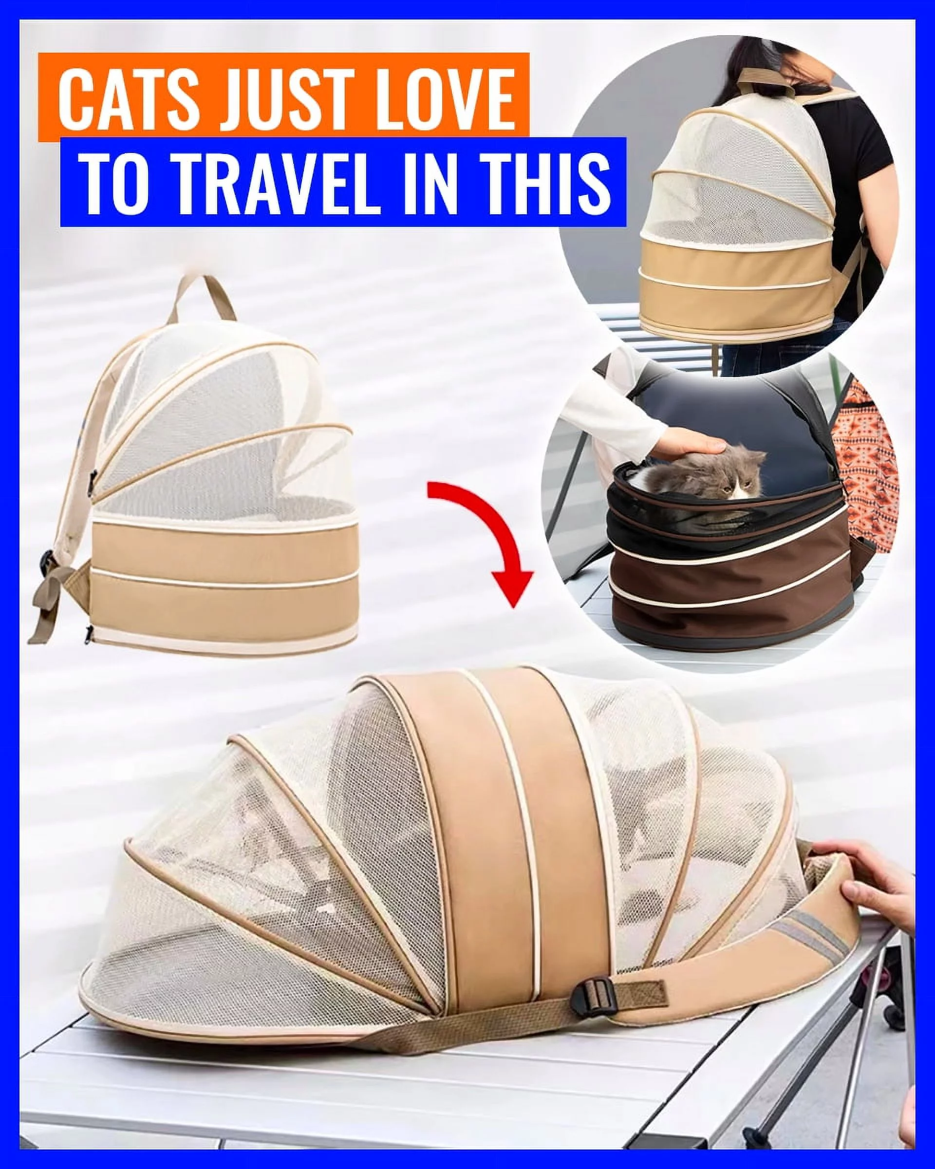 PackXpando - Expandable & Breathable Premium Pet Carrier (Black)