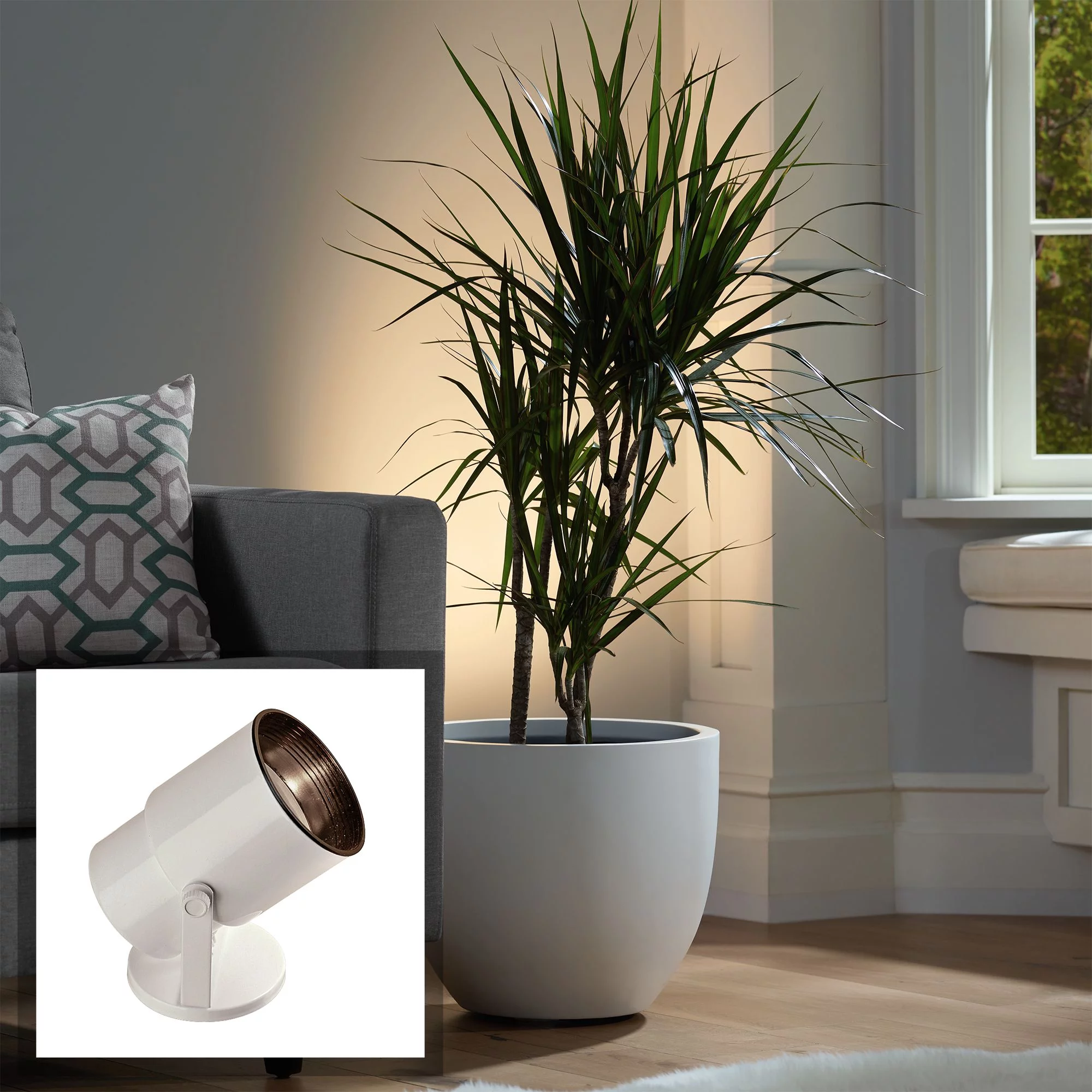 Pro Track Small Uplighting Indoor Accent Spot-Light Plug-In Directional Floor Plant Home Decorative Art Gloss White Finish 8