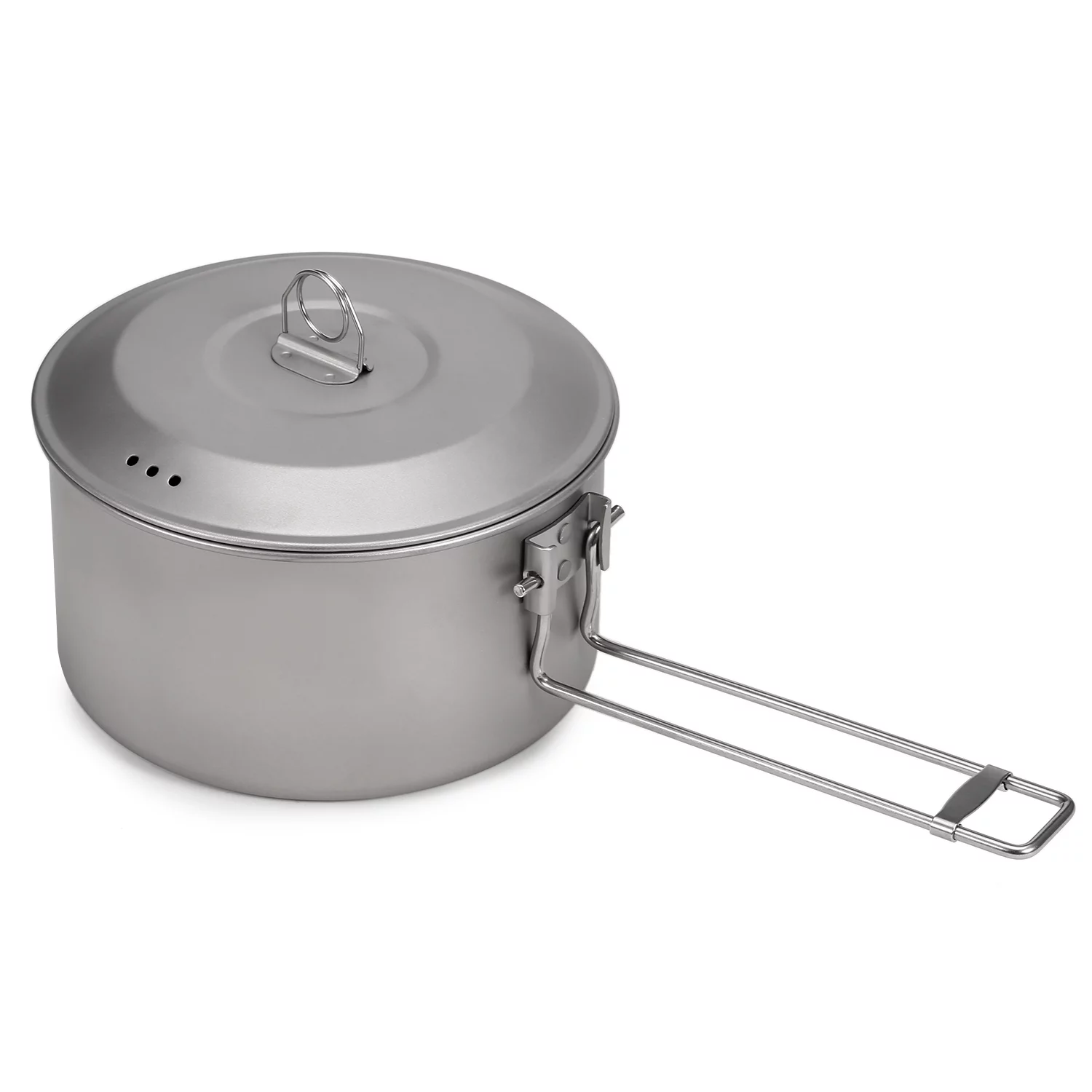 ametoys Camping Cookware Set Titanium Pot and Fry Pan Set with Lid and Foldable Handles for Outdoor Camping Hiking Backpacking Picnic