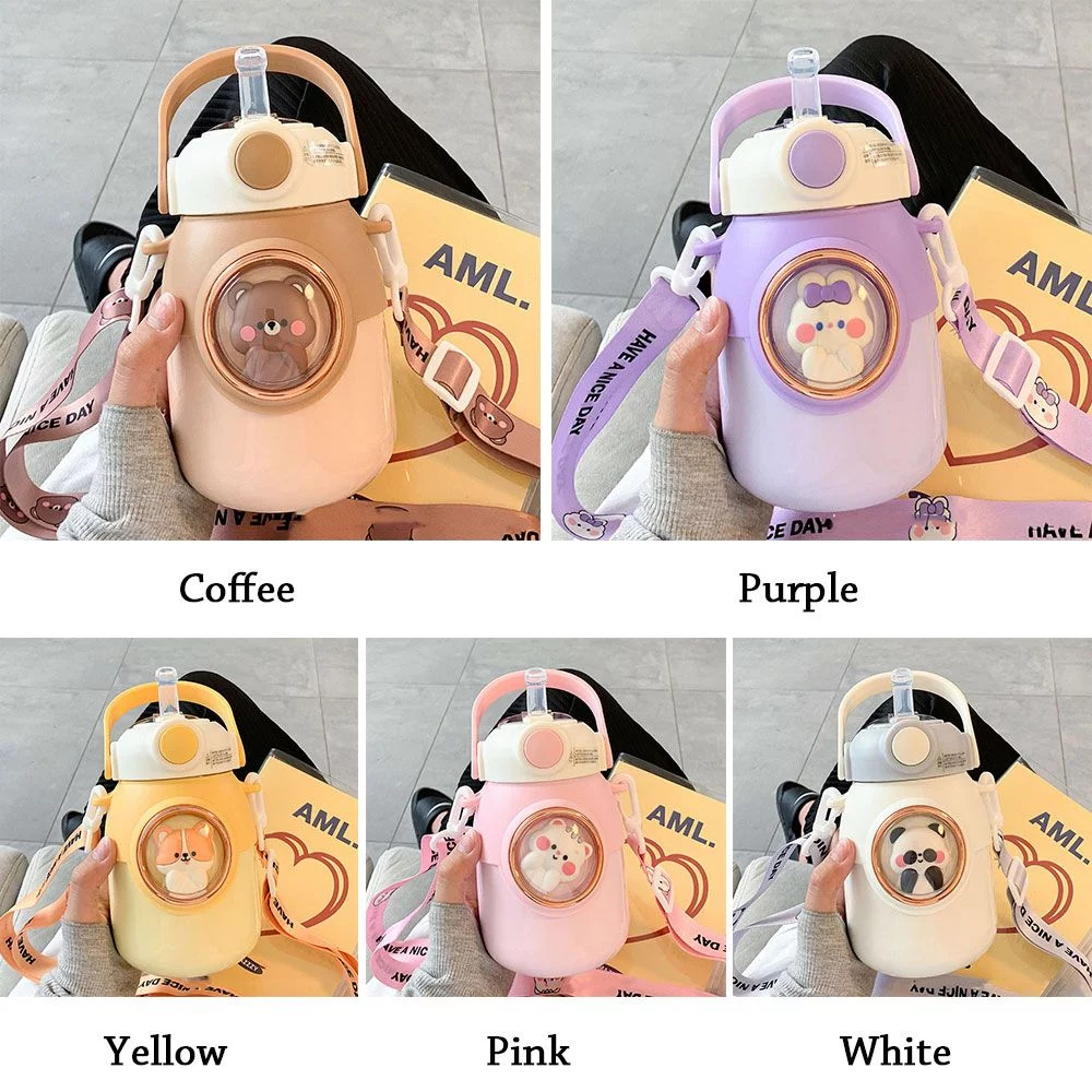 700ml Cute Large Capacity Straw Vacuum Flasks Thermal Mug Water Bottle Insulation Cup PURPLE