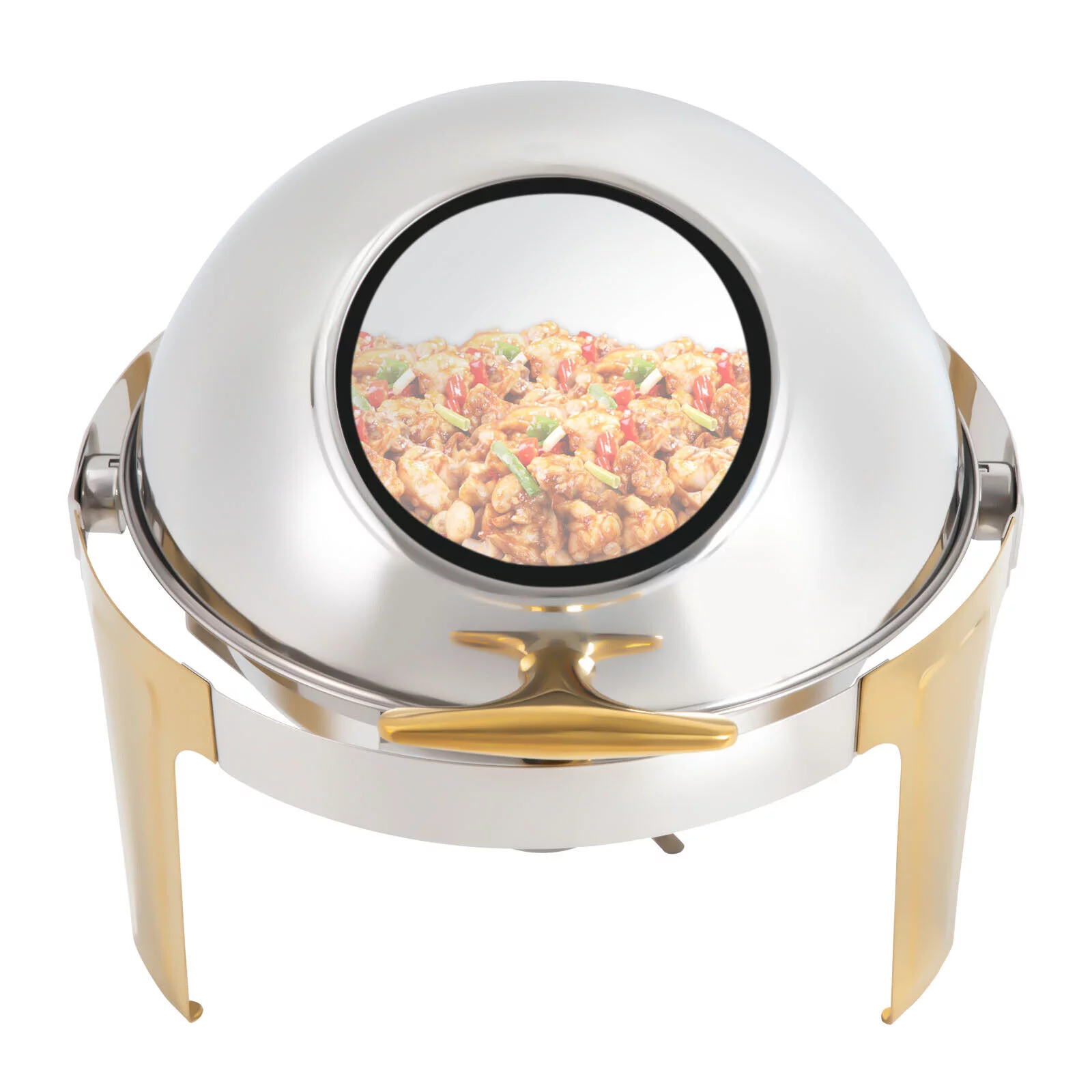 6.3 Quart Roll Top Chafing Dish Set Round Stainless Steel Buffet Warmer Chafer