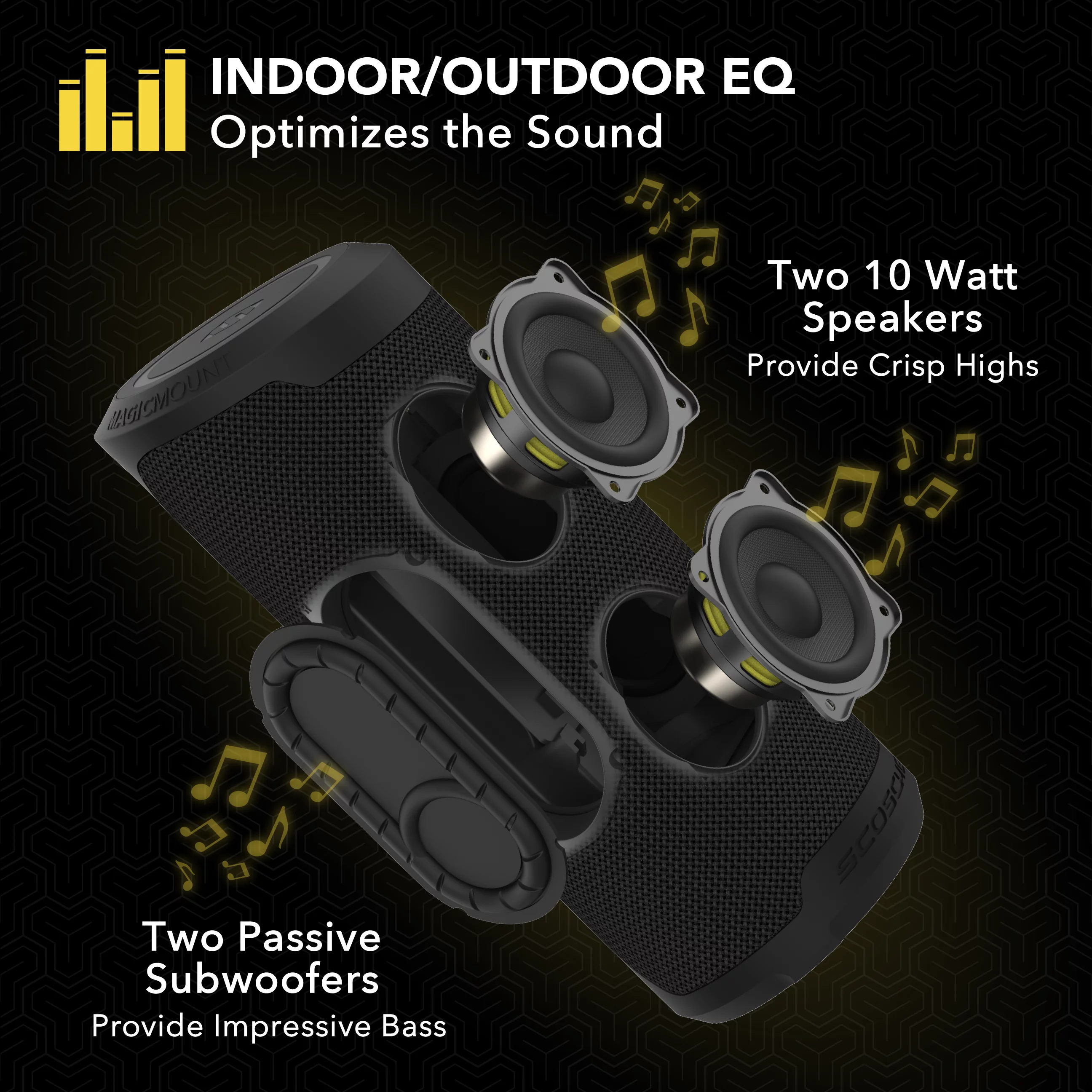 Scosche BTMSMSC1 BoomBottle Waterproof Wireless Bluetooth Speaker MagicMount Mobile Devices Black