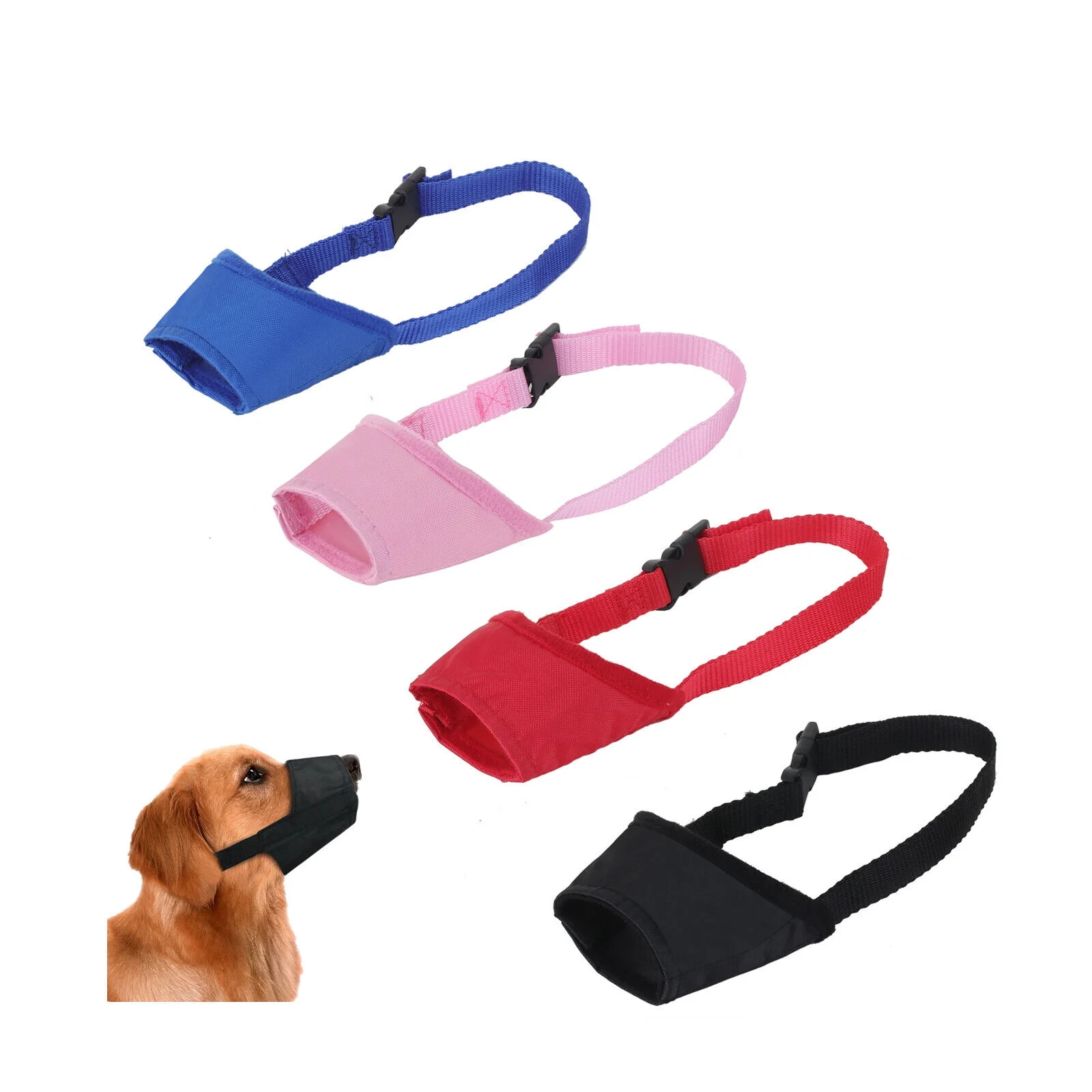 4pcs Adjustable Dog Muzzle Anti Stop Bite Barking Chewing Mesh Mask Training Pet