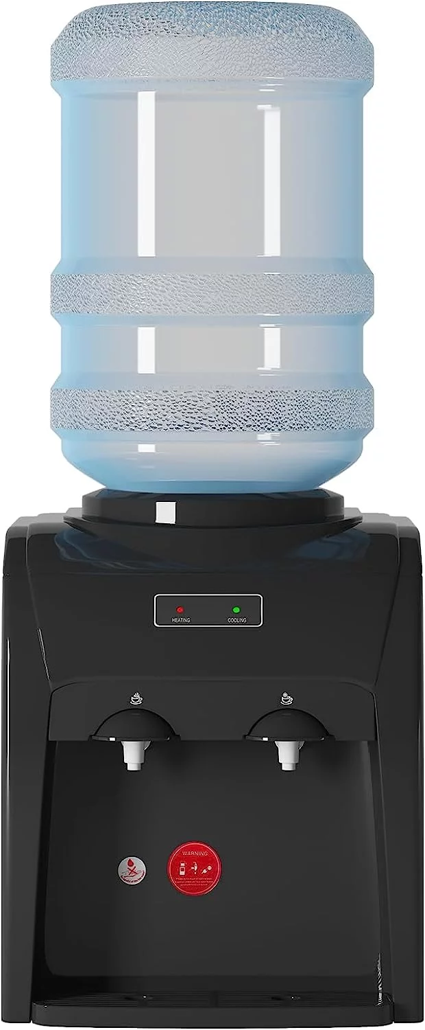 Muhub Top Loading Water Cooler Dispenser,Holds 3 or 5 Gallon Bottle, Anti-Scalding Design, Child Safety Lock,Black
