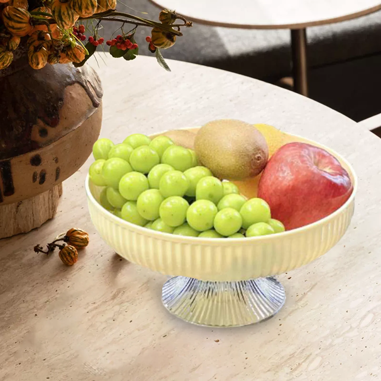 TISHITA Footed Fruit Bowl Pedestal Bowl Dessert Bowl Elegant with Base, Serving Fruit Tray for Wedding Home Farmhouse Kitchen Counter