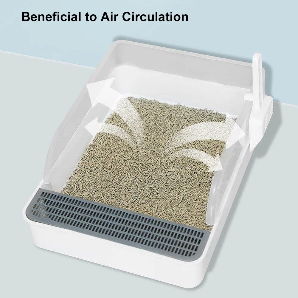 Semi-Enclosed Cat Litter Box Detachable - Non-Sticky Kitty Litter Tray Cat Toilet with Litter
