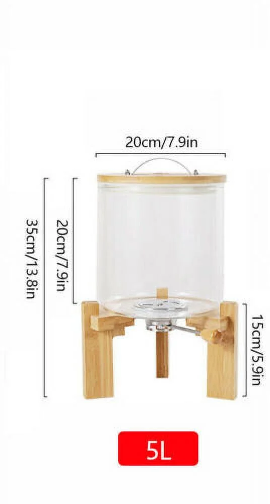 5L Rice Dispenser Grain Container Cereal Storage Dry Food Glass Bottle Organizer
