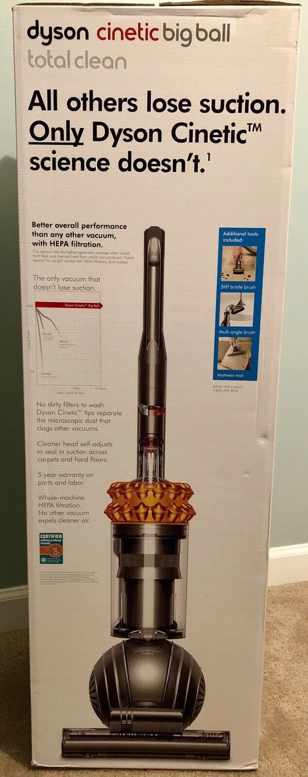 Dyson Cinetic Big Ball Total Clean Upright Vacuum | Yellow/Iron | New