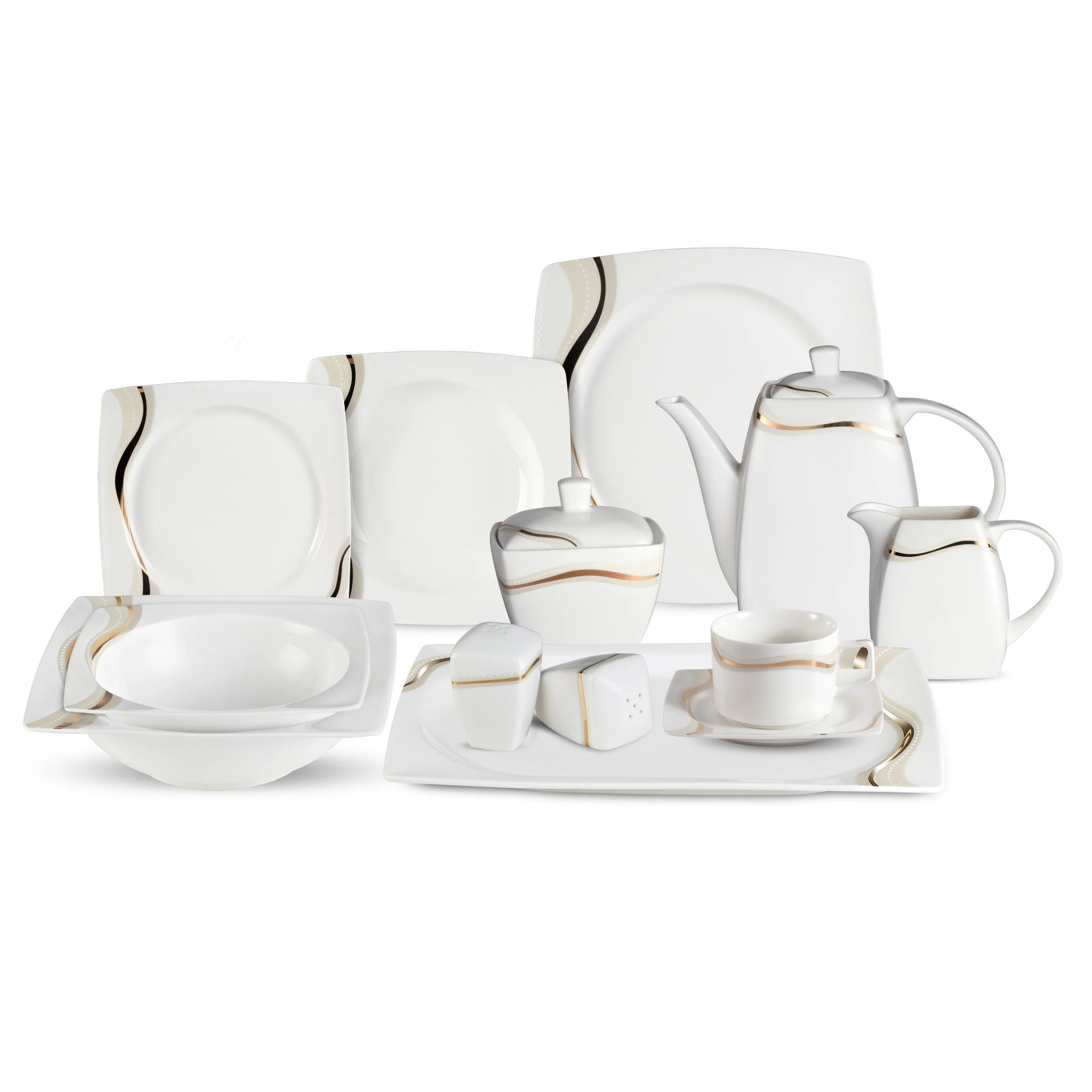 Lorren Home Trend  Dora 57-Piece Bone China Dinnerware Set (Service for 8)