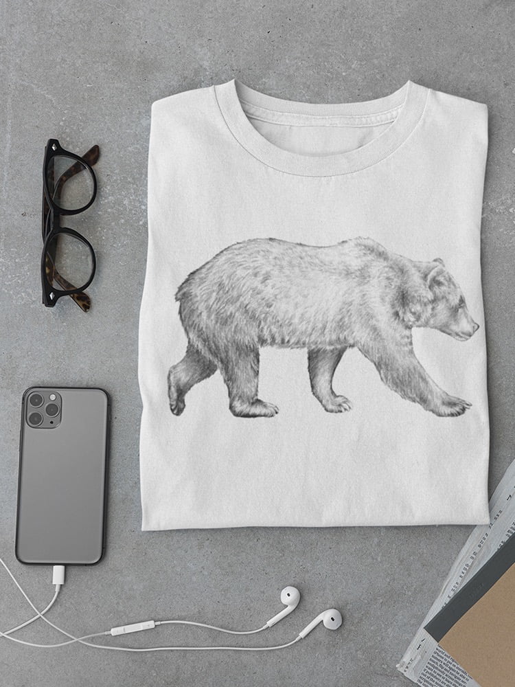 Grizzly Bear Walking Sketch T-Shirt Men -Image by Shutterstock, Male Large