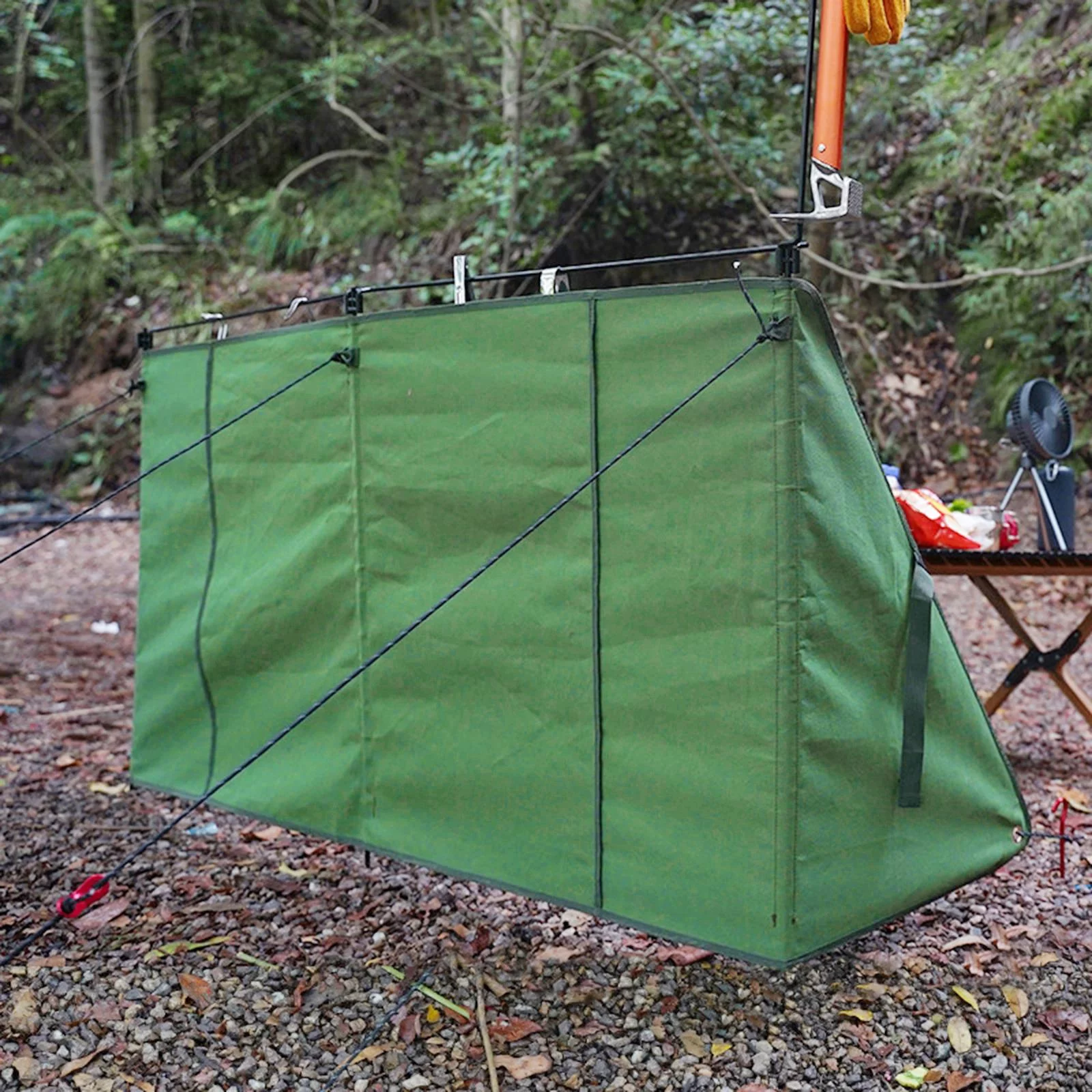 Camping Campfire Windshield, Folding Green Windproof Cloth Windscreen Equipment Hiking Barbecue Picnic Grills