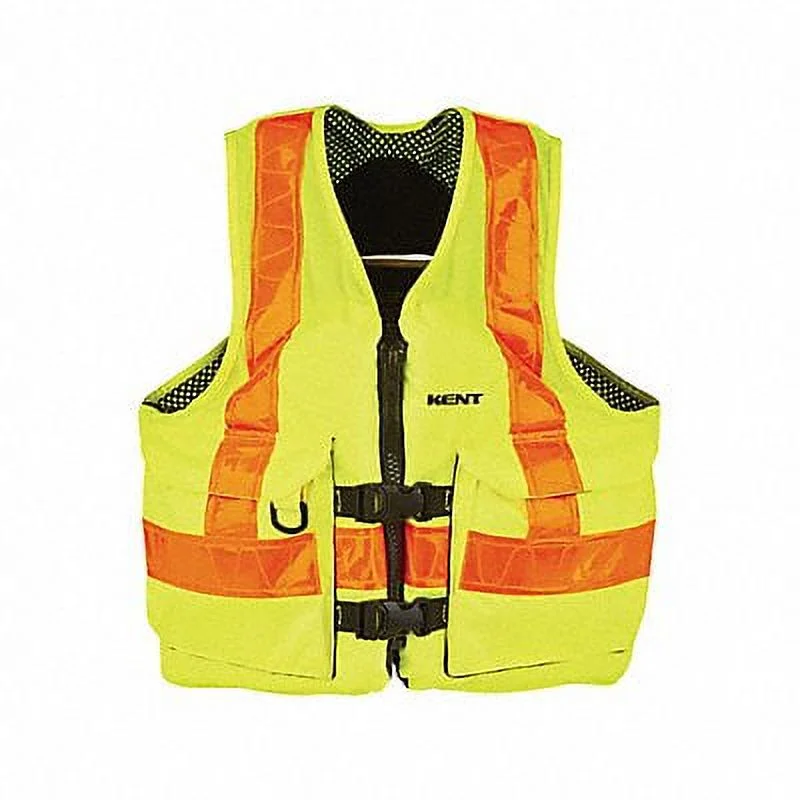 Kent Safety Life Jacket,Belt,Buckle,Zip,Hi-Vis Yellw  150800-410-050-23