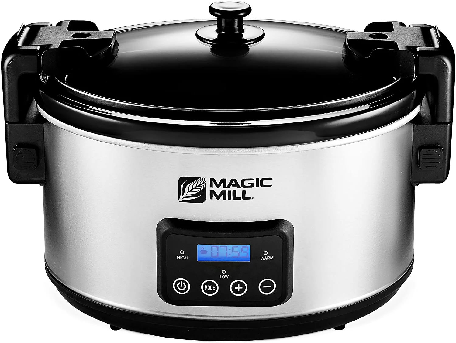 Magic Mill 8.5 Quart Slow Cooker Crock Pot, Digital Programmable, 20 Hour Timer, 3 Cooking Settings, Locking Lid for Easy Transport, Dishwasher Safe