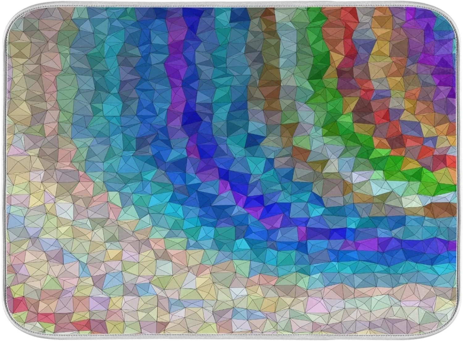 SKYSONIC Absorbent Dish Drying Mat Triangle Abstract Mosaic Colorful Tiles Kitchen Counter Mat Protector,Reversible,Extra Large 24 x 18 Inches