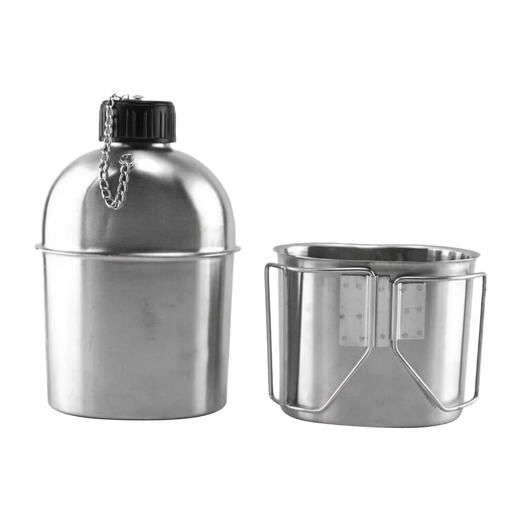 Outdoor Camping Stainless Steel 1L Kettle And 0.6L Water cup