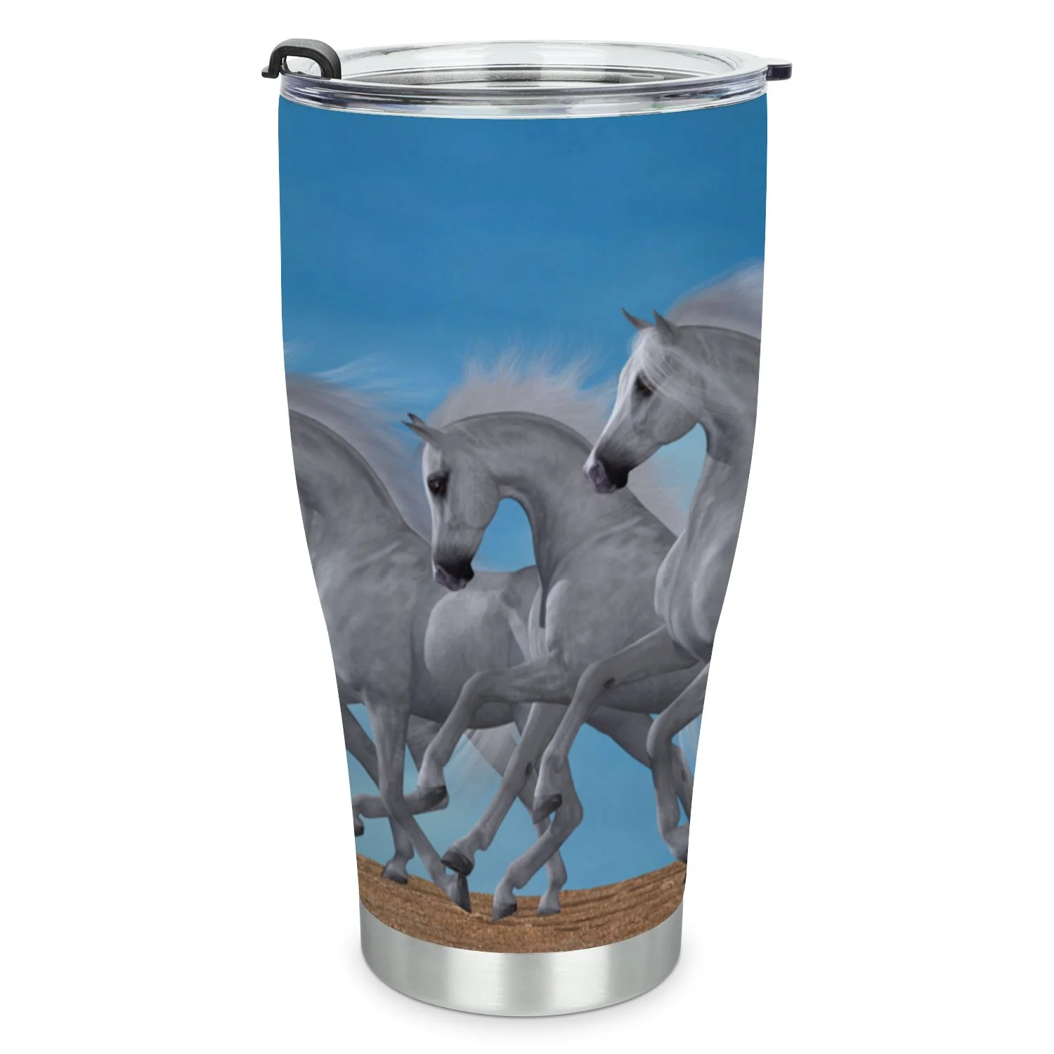 Hidove Stainless Steel Tumbler, Arabian Horse Herd 30oz Leak Proof & Stainless Steel Bottle for Hot & Cold Drinks - Coffee Travel Mug, Water Metal Canteen, Thermal Cup