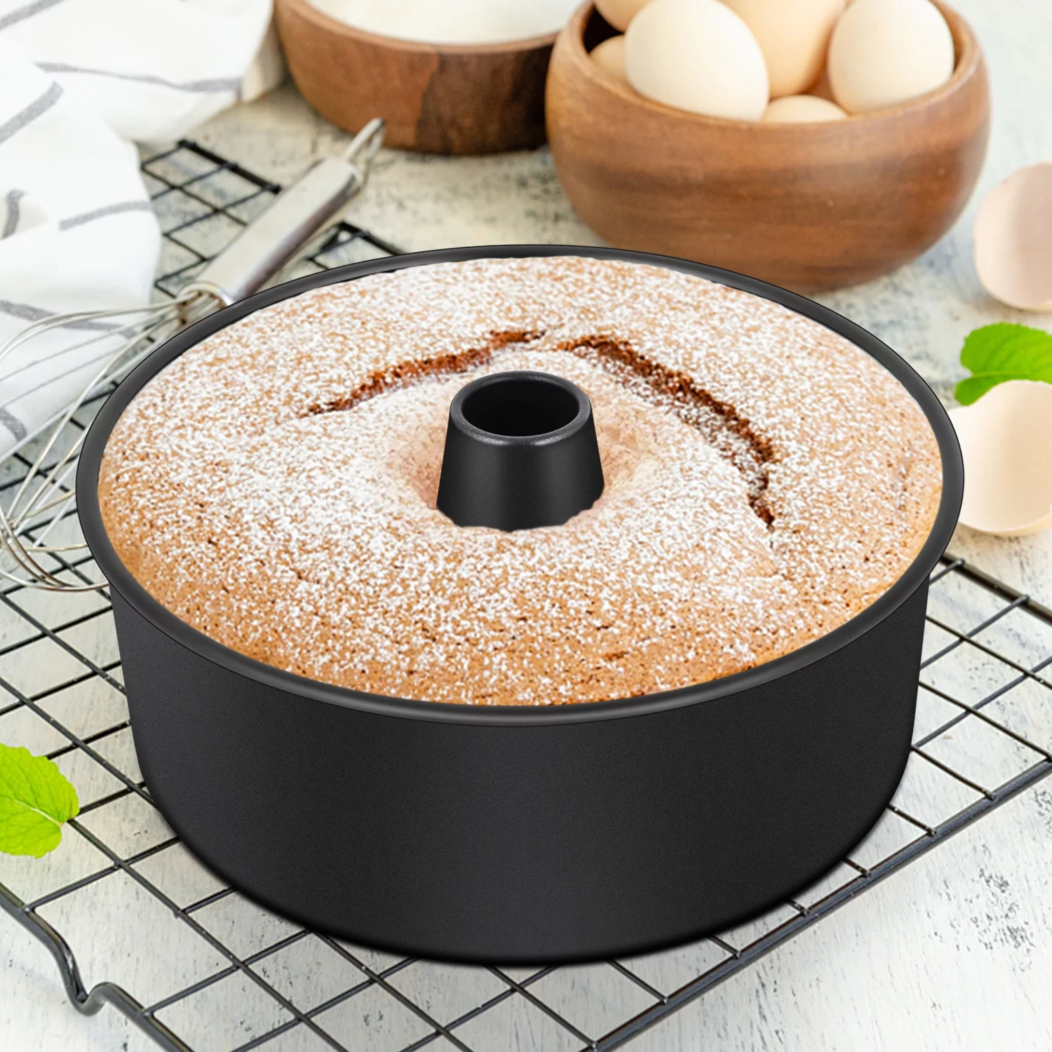 Vesteel 10 inch Cake Pan, Non-Stick Angel Food Cake Pan Chiffon Cake Mold Pound Cake Pan with Tube, Non-Toxic & Durable