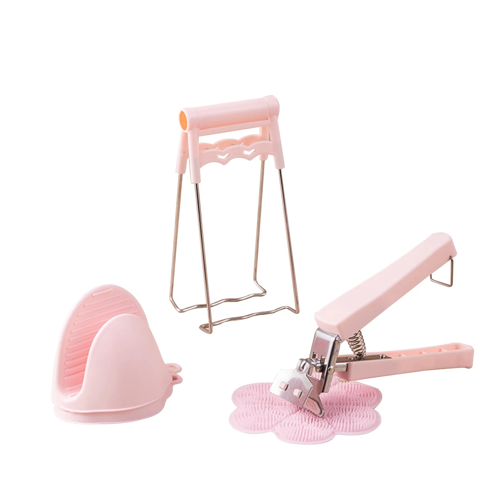 Puloru Kitchen Anti-scalding Tool Set, Hot Plate Gripper Bowl Clips Non-slip Silicone Pad Home Baking Artifact