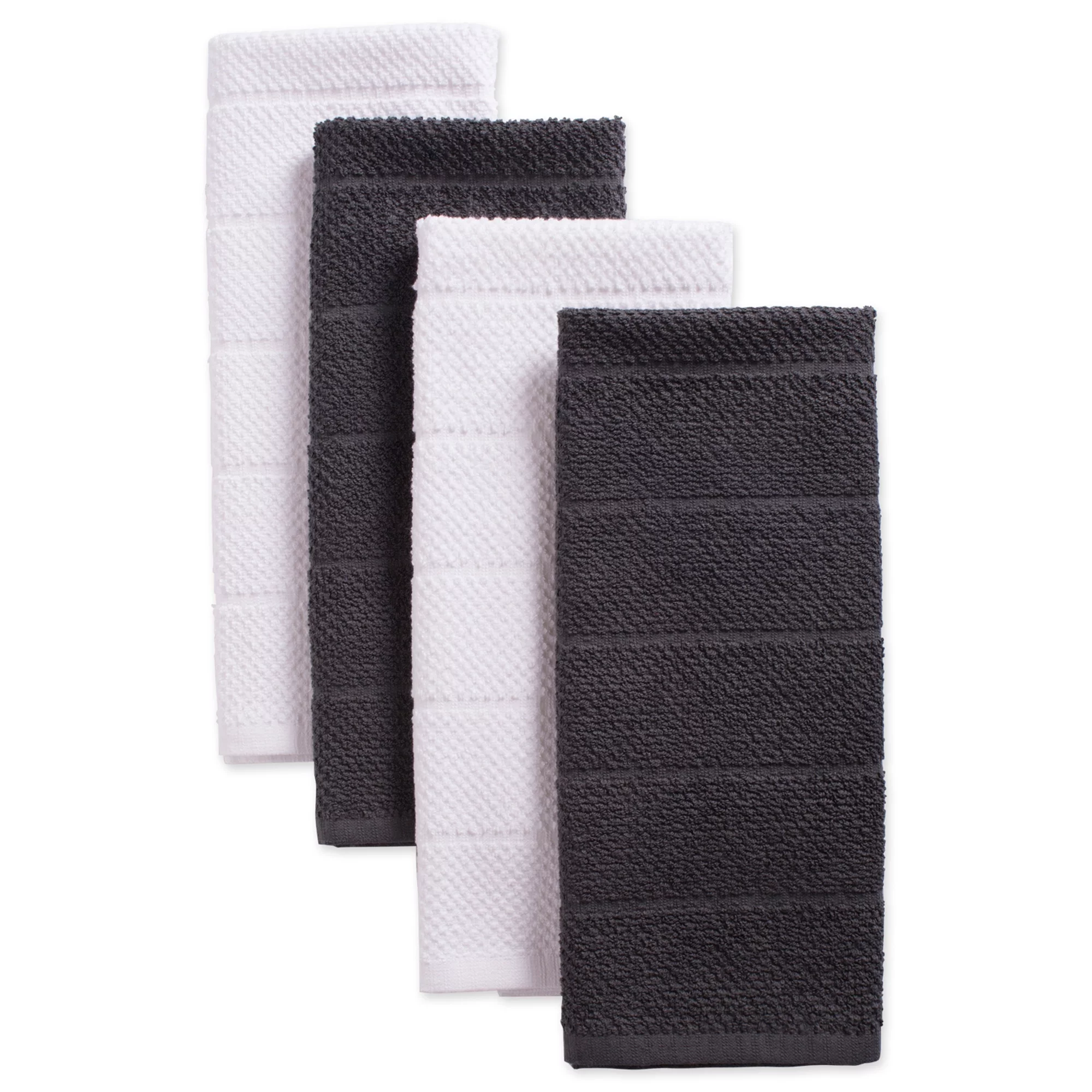 Contemporary Home Living Set of 4 Assorted Black and White Rectangular Absorbent Dishtowel 26