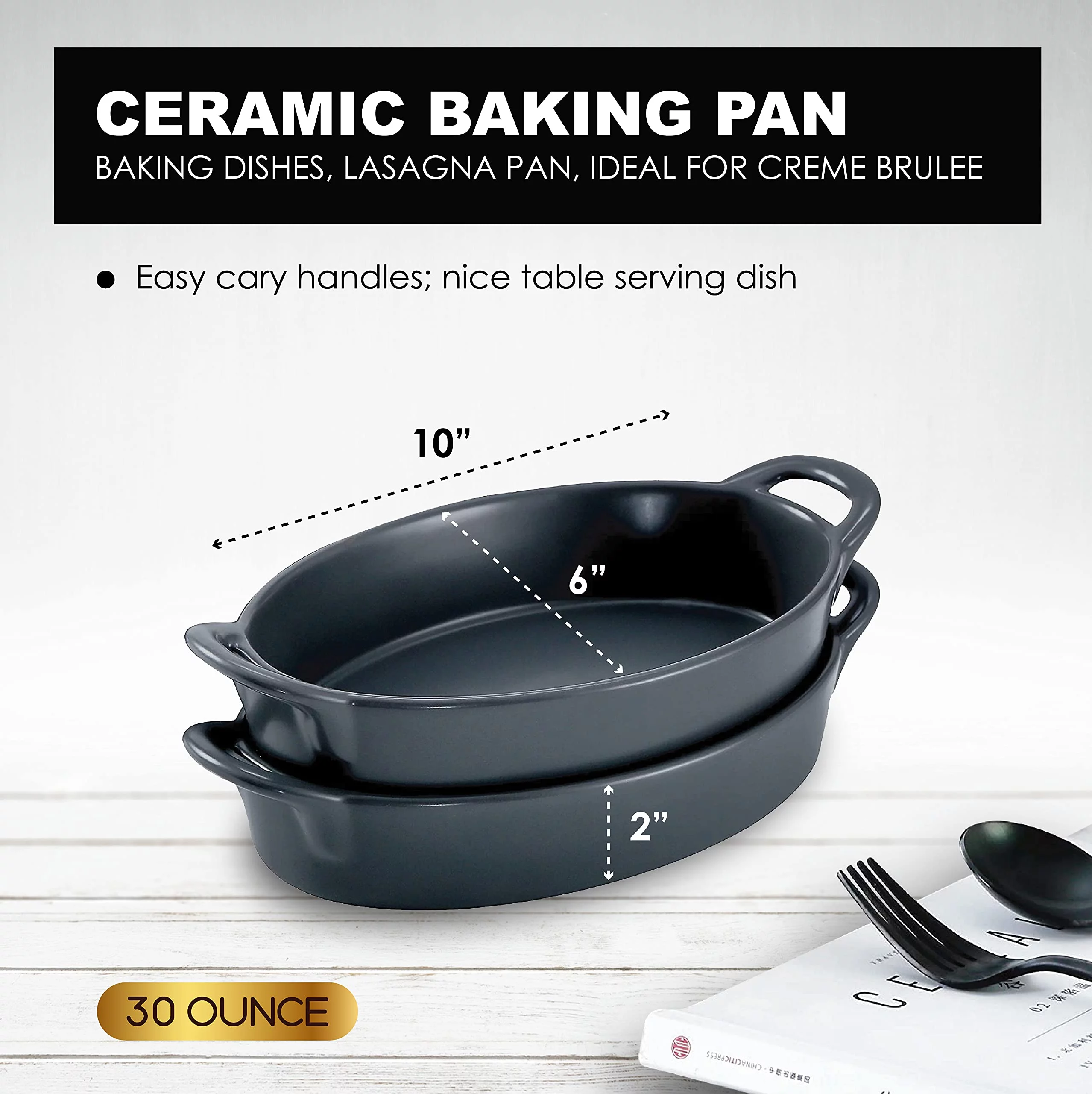 Bruntmor Set of 2 Oval Au Gratin 10x6 Baking Dishes Oven 30oz