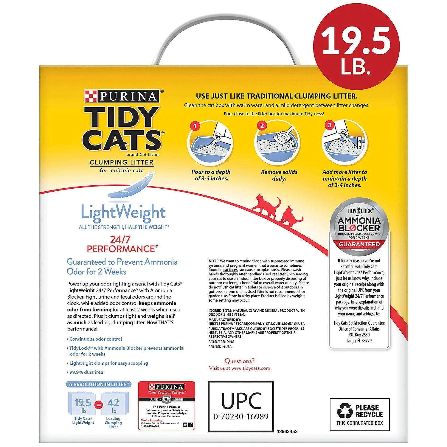 Purina Tidy Cats LightWeight 24/7 Performance for Multiple Cats Clumping Cat Litter (19.5 lbs.)