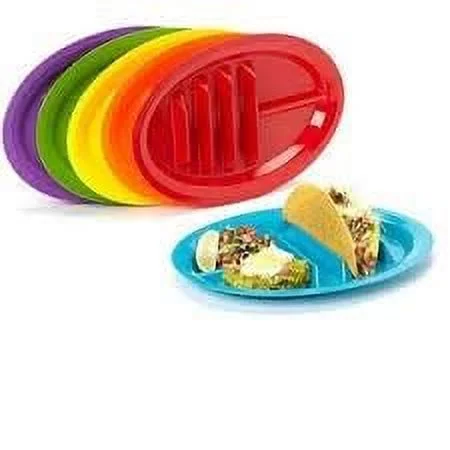Jarratt Industries Fiesta Taco Holder Plate Microwave and Dishwasher Safe Set of 6 Taco Plates, Made in the USA