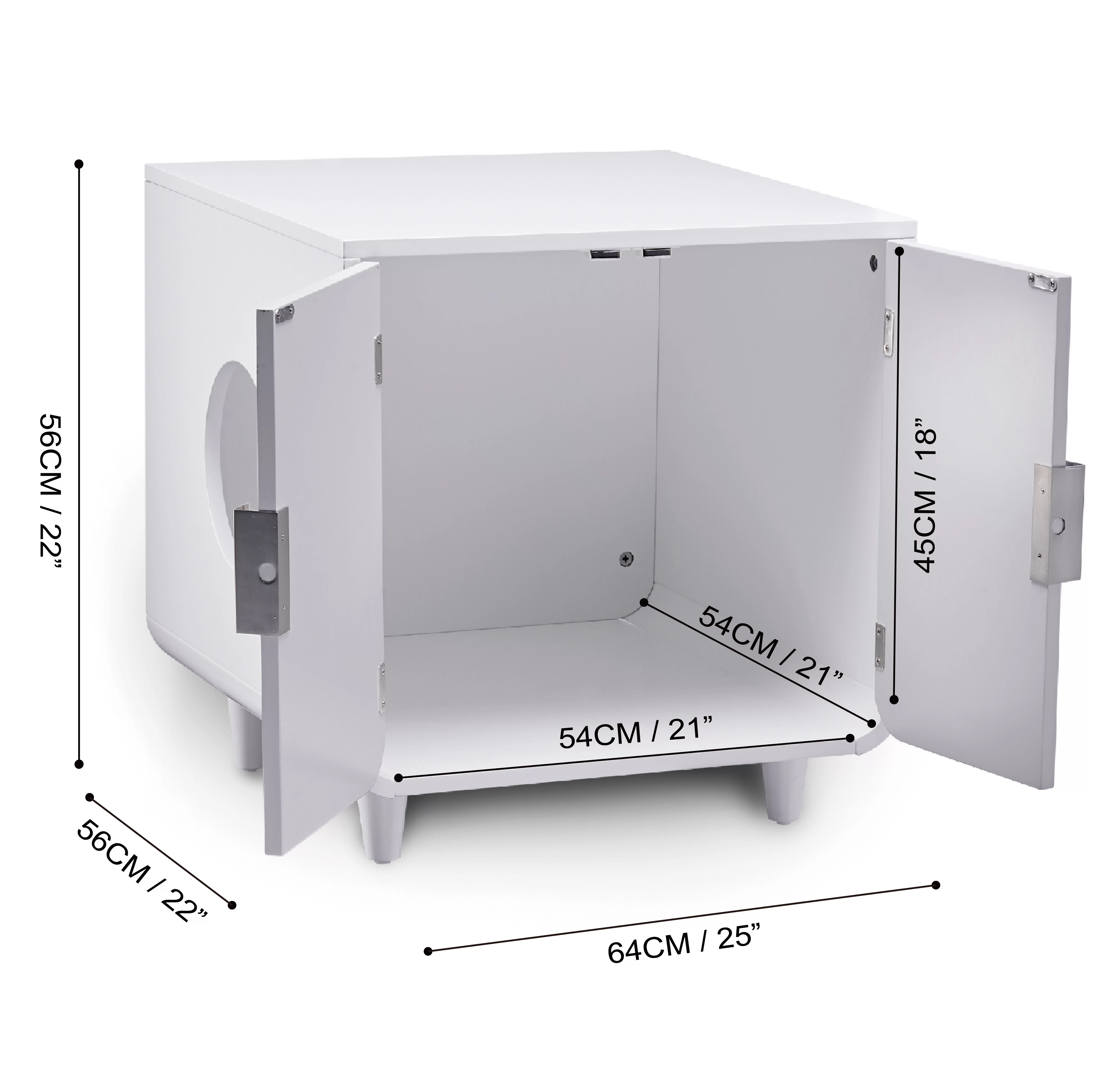 Teamson Pets Dyad Wooden Cat Litter Box, Alpine White