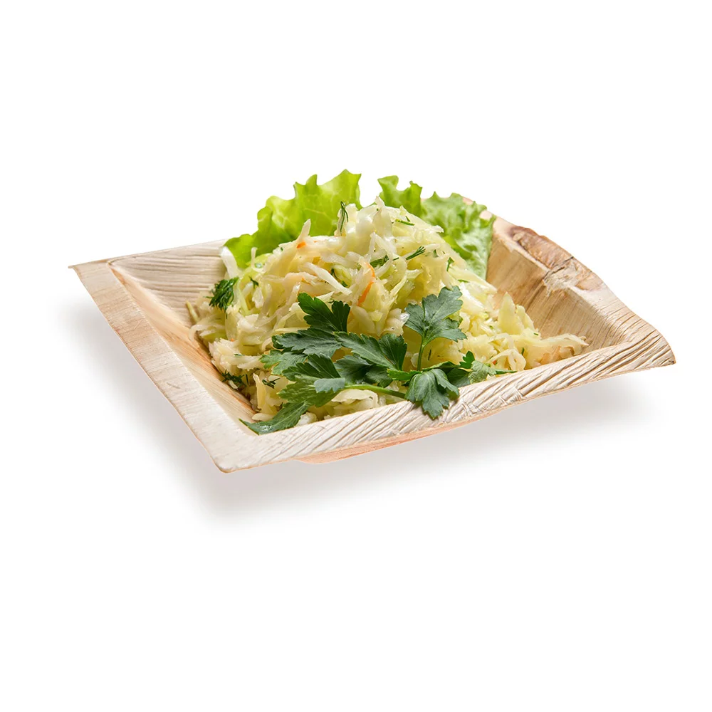 Indo 12 oz Square Natural Palm Leaf Bowl - 6 1/2