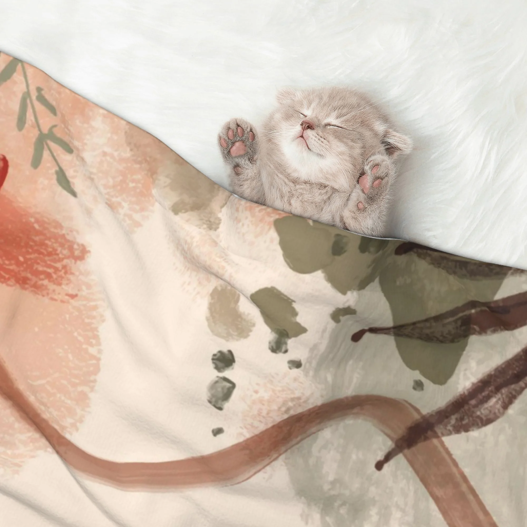 XMXY Dog Throw Blankets, Soft Cozy Stained Watercolor Tree Branch Pet Blankets for Couches Machine Washable for Indoor Cats Dogs, Small Size