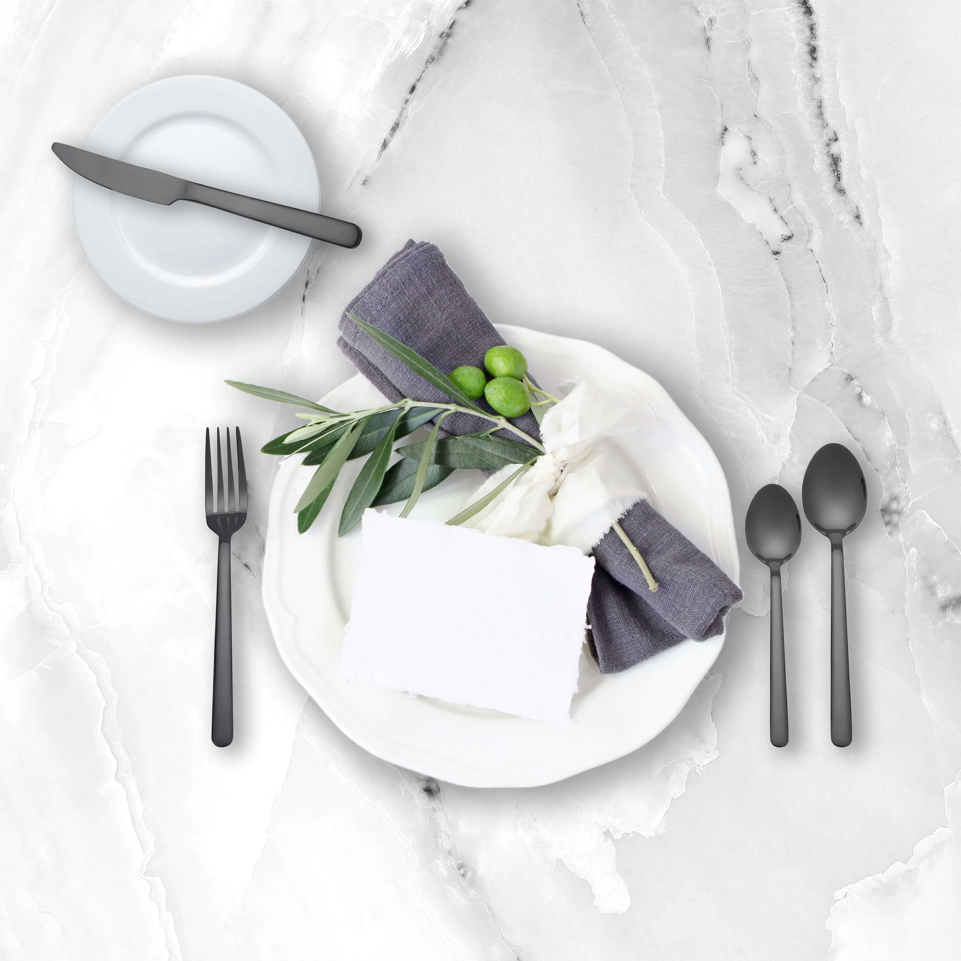 KitchenTrend Elysian 24 Piece Stainless Steel Flatware Set Service for 6 Black