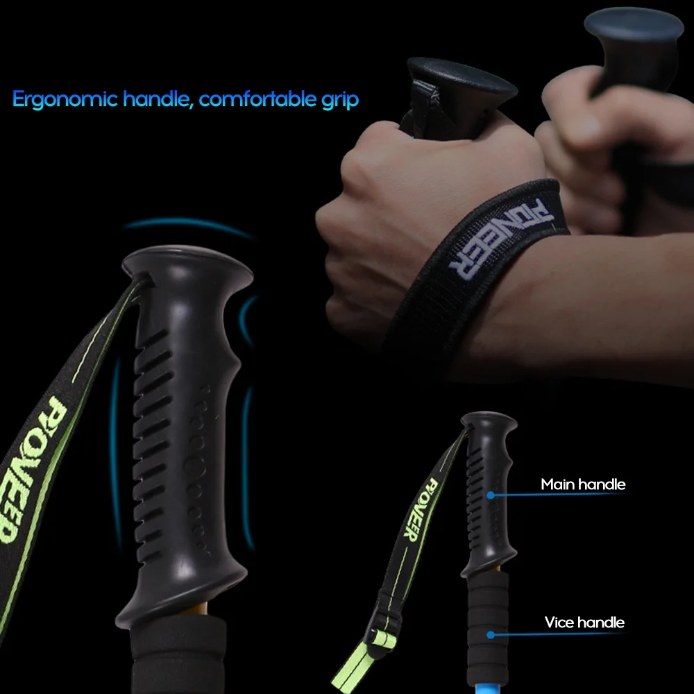 -shock Walking Stick 3-Section Telescopic Adjustable Trekking Hiking Pole Ultralight Outdoor Cane