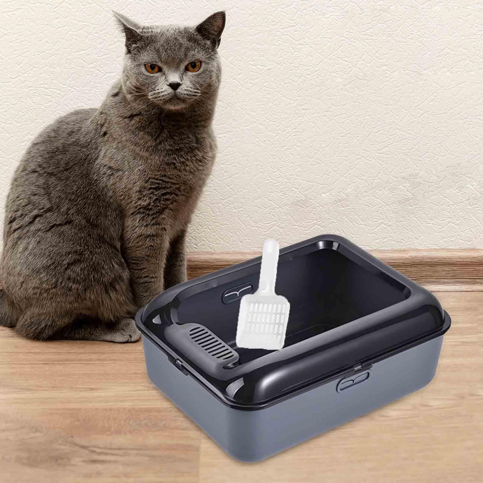 DOLITY Cat Litter Bedpan Easy to Sandbox Open Top Pet Litter Tray Gray L