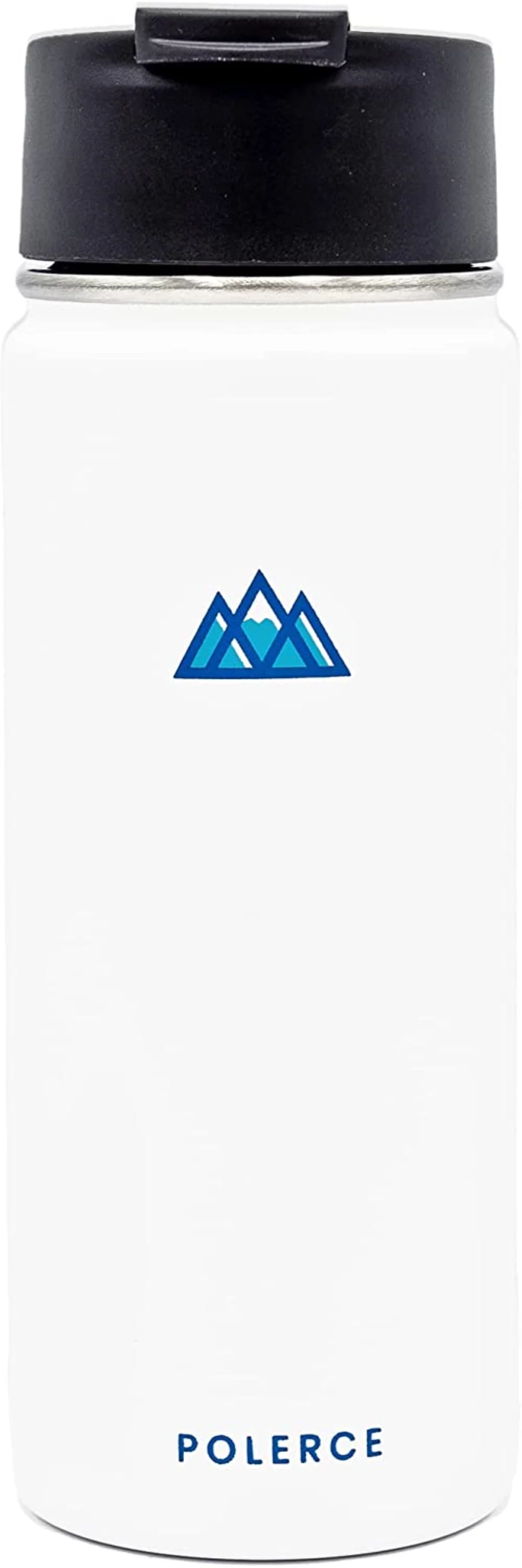 Vacuum Insulated Bottle with 3 Lids - Stainless Steel Thermally Insulated Flask - by Polerce (18 fl oz, White)