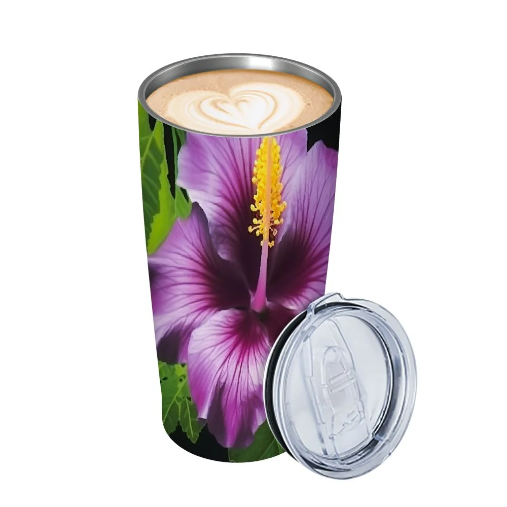 Shangniulu Hibiscus Funny Tumbler Stainless Steel Coffee Mug Insulated Travel Car Cup with Straw and Lid Water Bottle 20 Oz