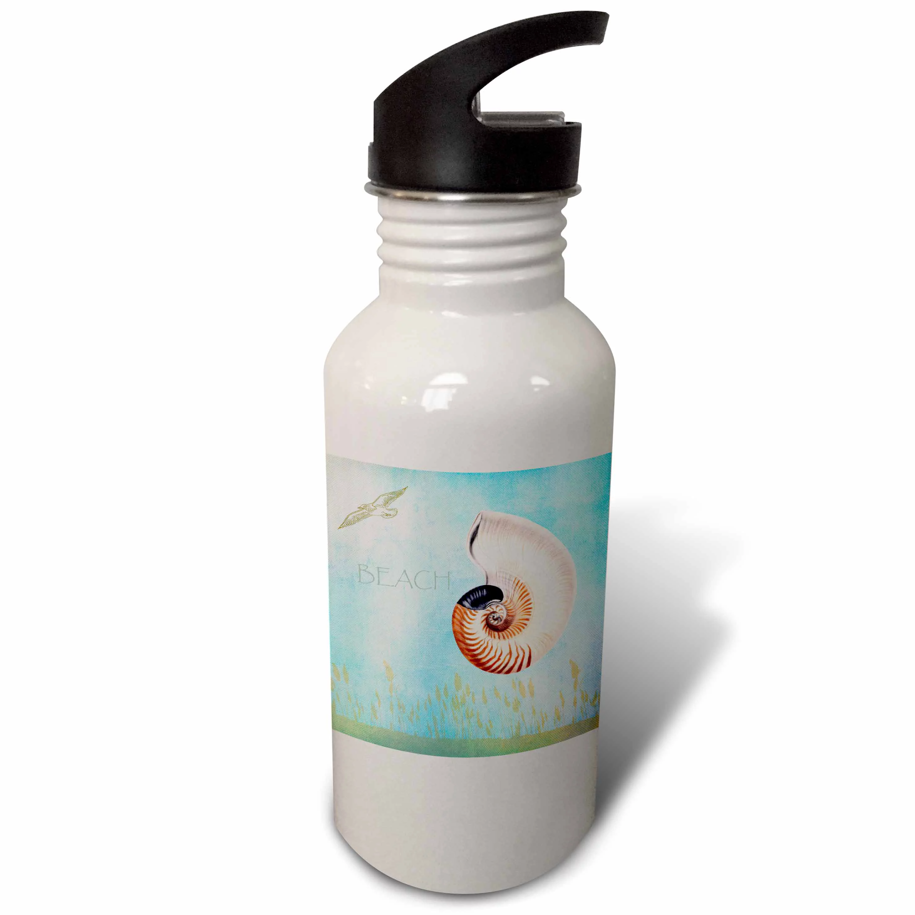 Beautiful Shell Aqua Beach Theme Art 21 oz Sports Water Bottle wb-79345-1