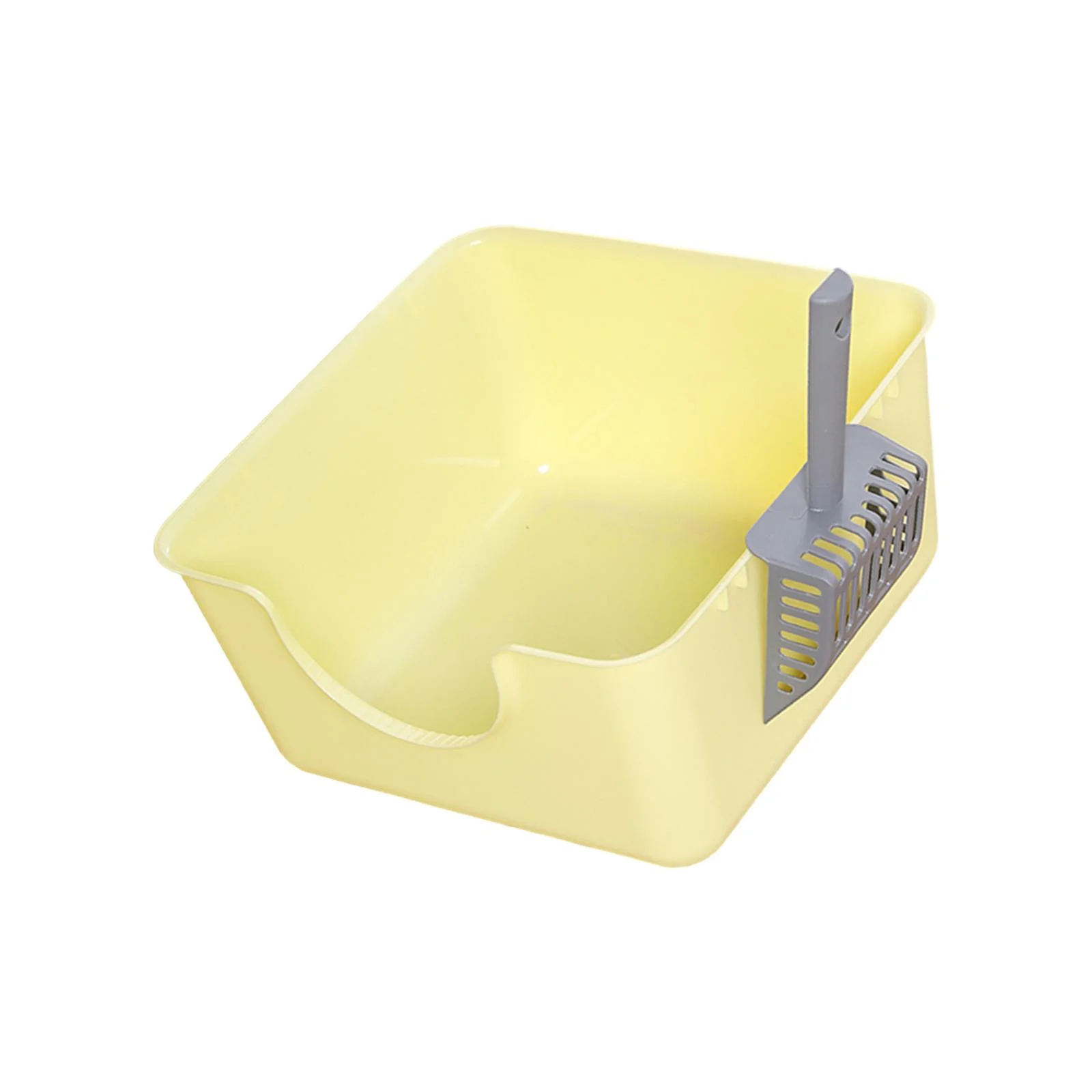 Gazechimp Open Top Pet Litter Tray Anti Splashing with Cat Litter Scooper Cat Litter Box Yellow