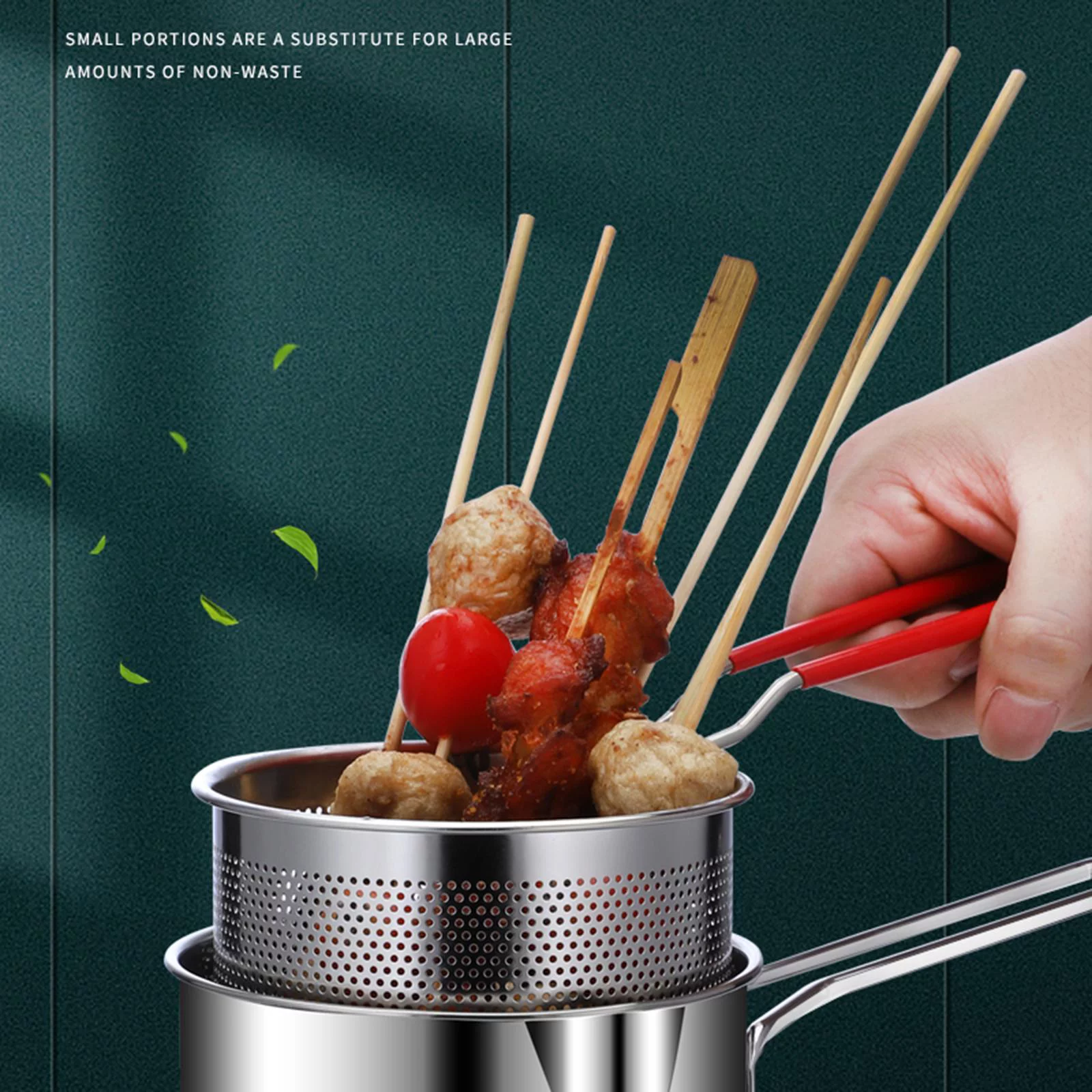 LOVIVER Stainless Steel Deep Fryer Pot Solid Handle High Universal with Mesh Basket Detachable Frying Pan Food Cooking Pot for Chip Fried Chicken Party Kitchen Home