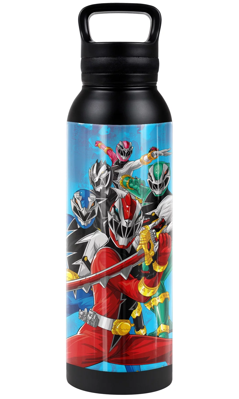 Power Rangers: Dino Fury Official Group Stack 24 oz Insulated Canteen Water Bottle, Leak Resistant, Vacuum Insulated Stainless Steel with Loop Cap