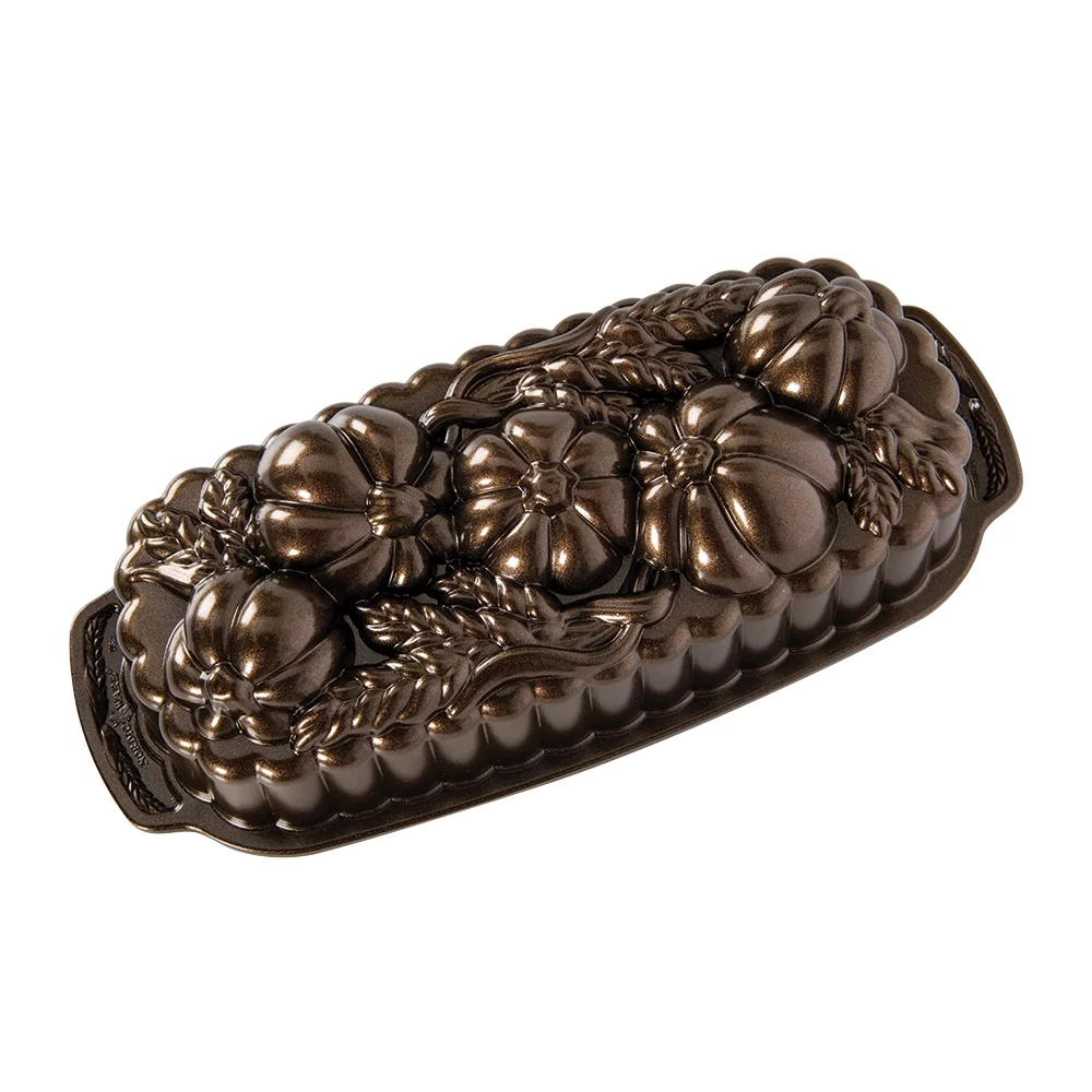 Nordic Ware Nonstick Cast Aluminum Wheat & Pumpkin Pan Bronze, 6 Cup Capacity, 12.3