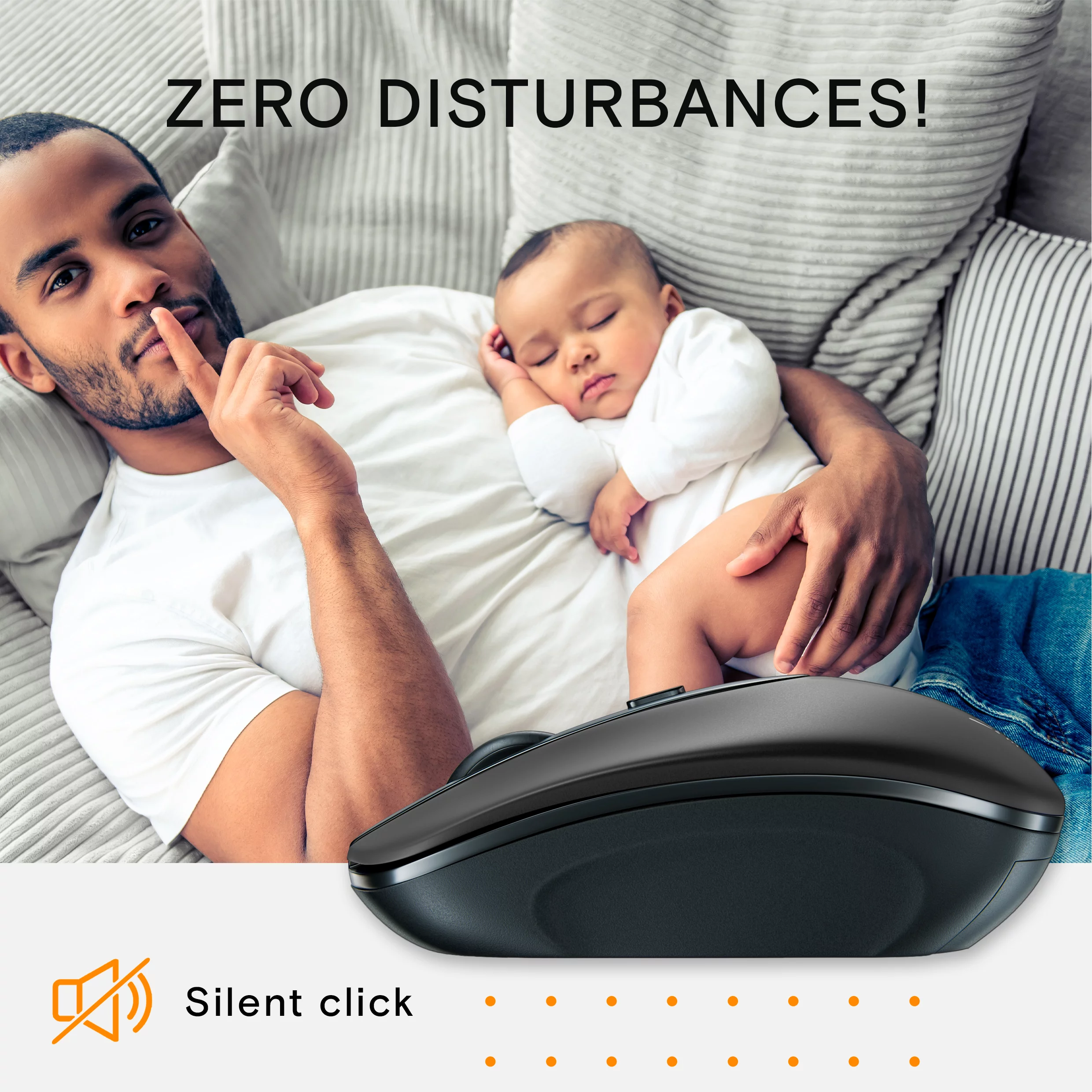 Shhhmouse Wireless Mouse for Laptop, USB Computer Mouse Bluetooth, Black