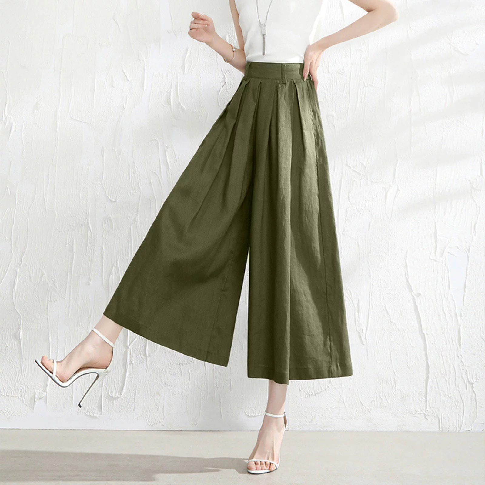 adviicd Women's Wide Leg Pants High Waisted Travel Lounge Pants with Pockets Pants for Women Plus Size(Green,XXXL)