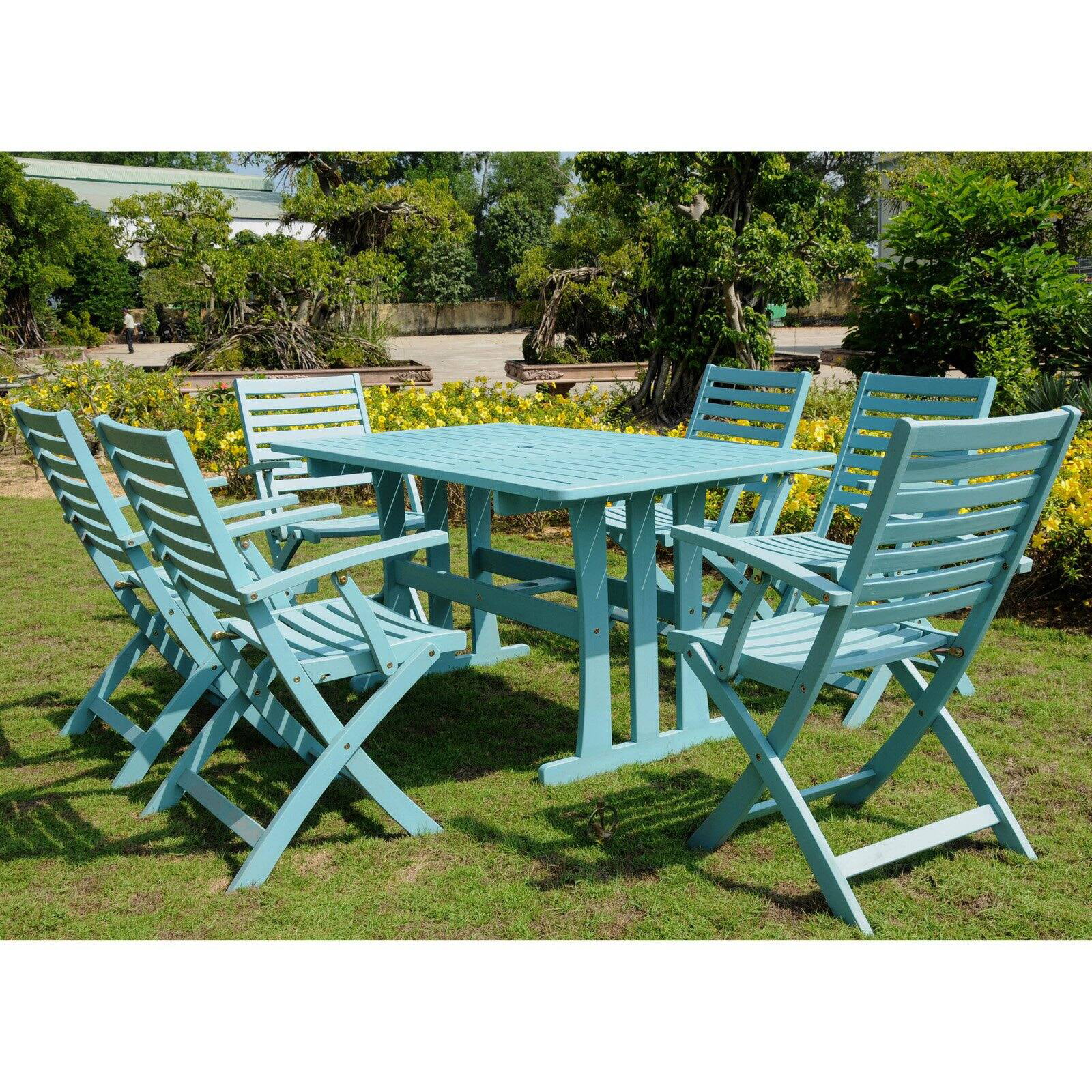 International Caravan Royal Fiji Dublin Acacia Wood 7 Piece Patio Dining Set