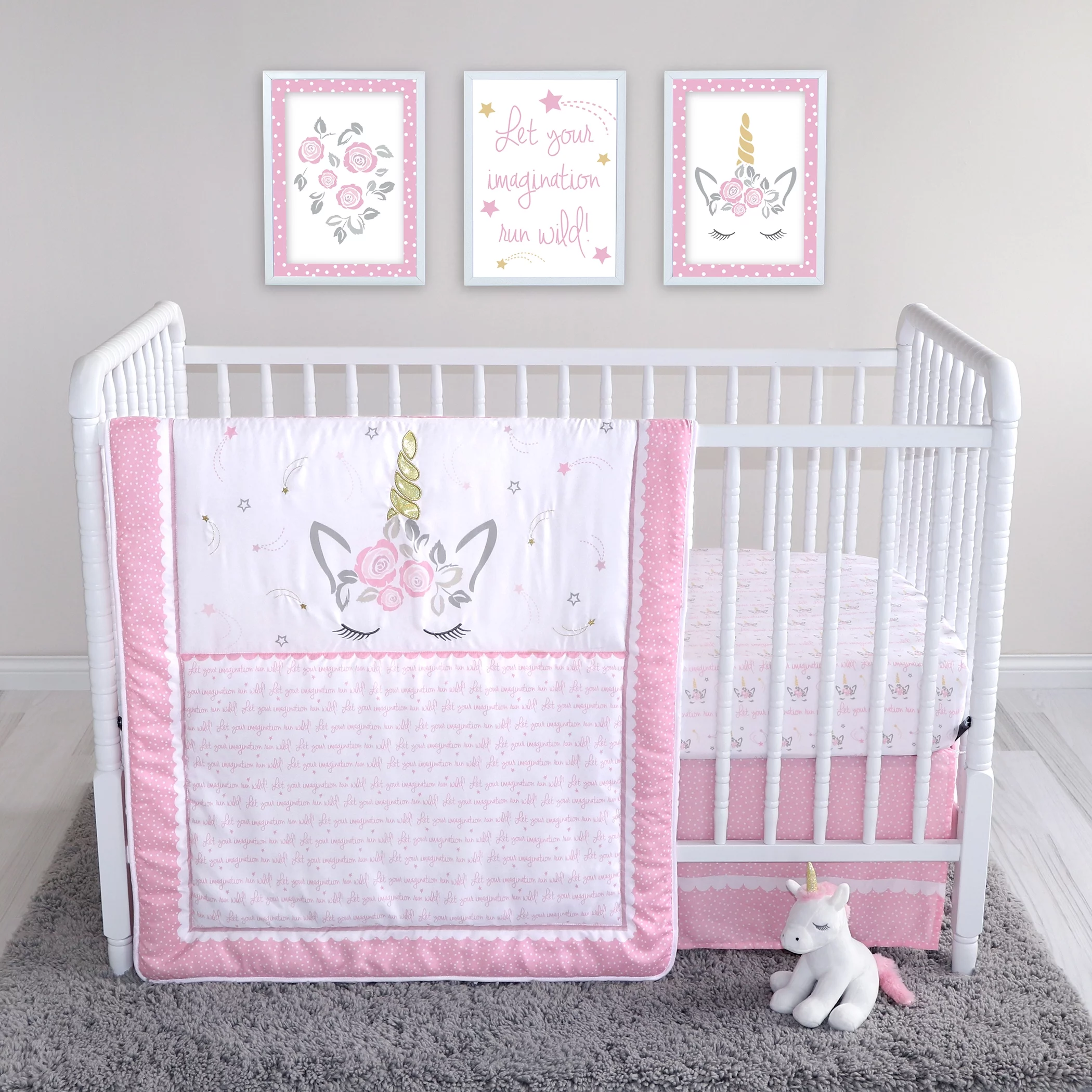 Sammy & Lou Mystical Dreams 4 Piece Crib Bedding Set for Girl, Pink, Infant, 200 Thread Count